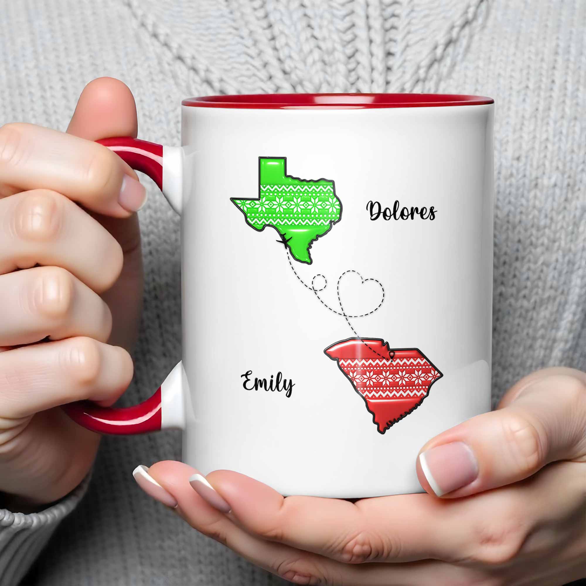 Personalized To My Granddaughter Love Across States Accent Mug With Heart Design Gifts