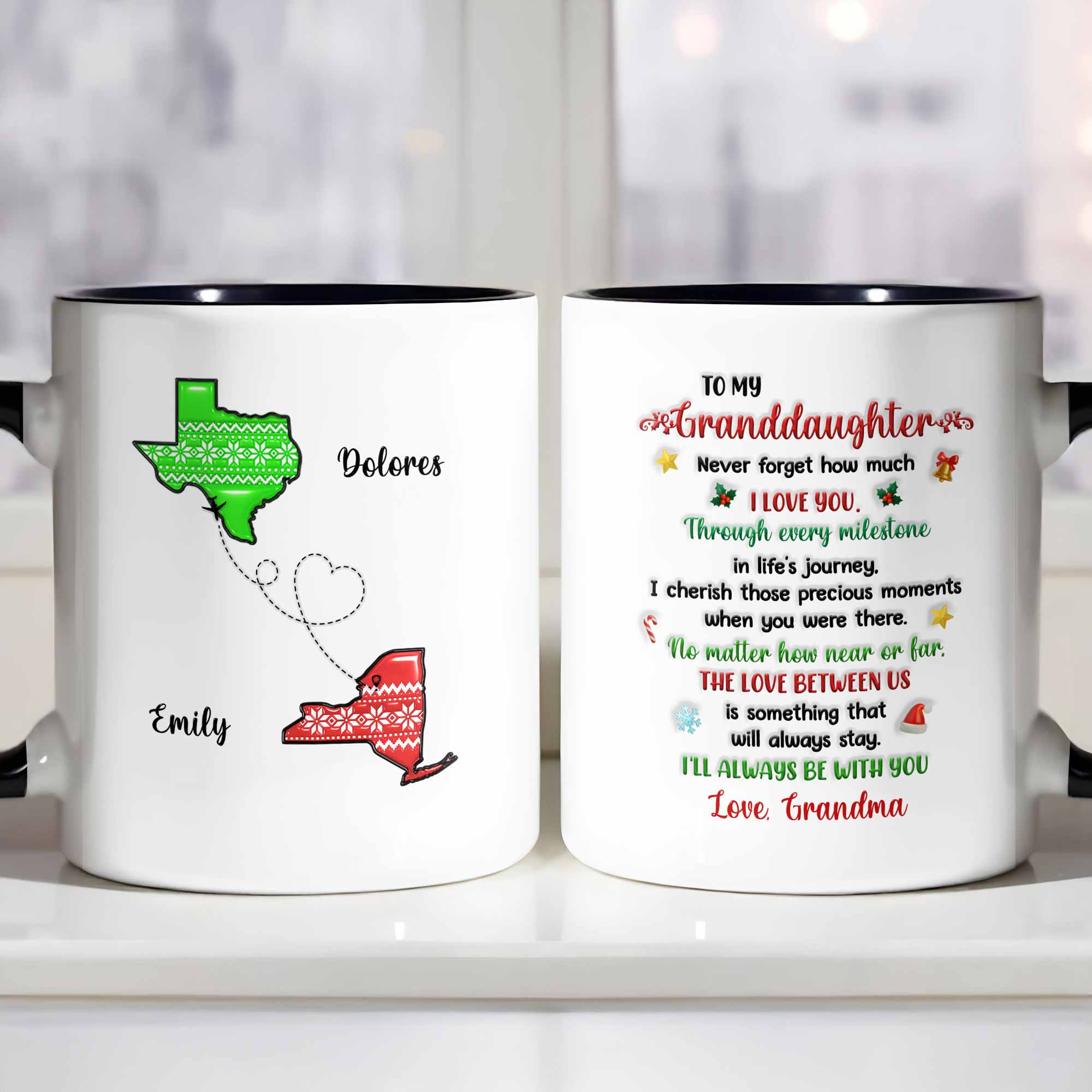 Personalized To My Granddaughter Never Forget How Much I Love You Accent Mug Meaningful Gifts