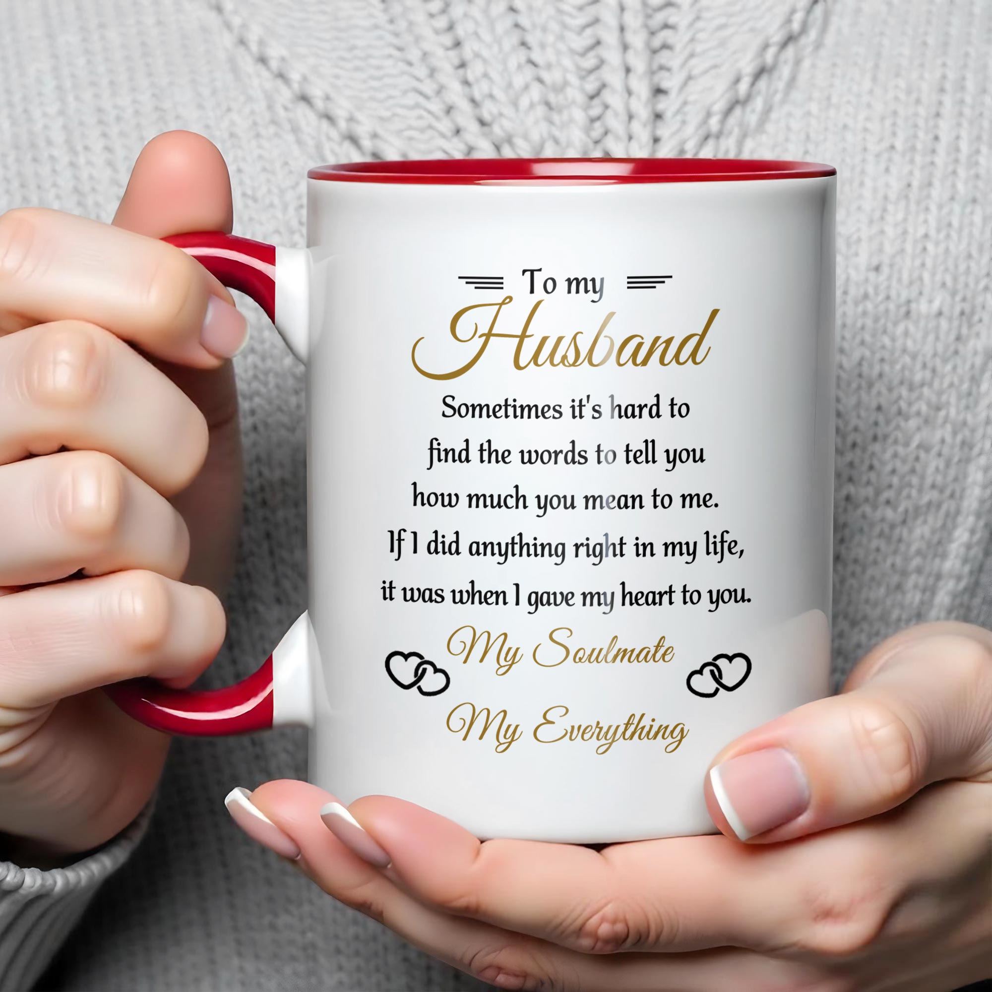Personalized To My Husband Sometimes It's Hard To Find The Words Accent Mug Anniversary Gifts - Image 4