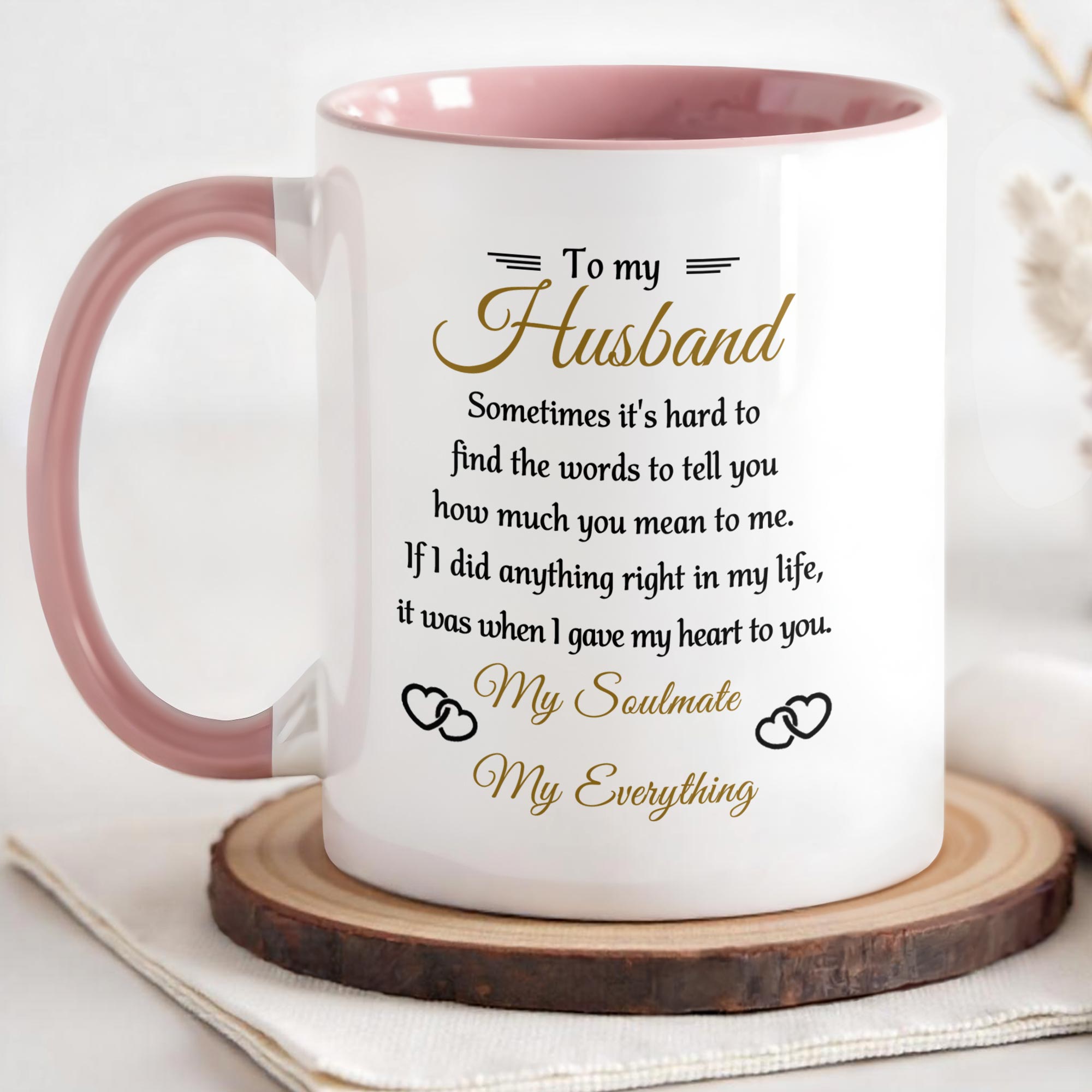 Personalized To My Husband Sometimes It's Hard To Find The Words Accent Mug Anniversary Gifts - Image 3