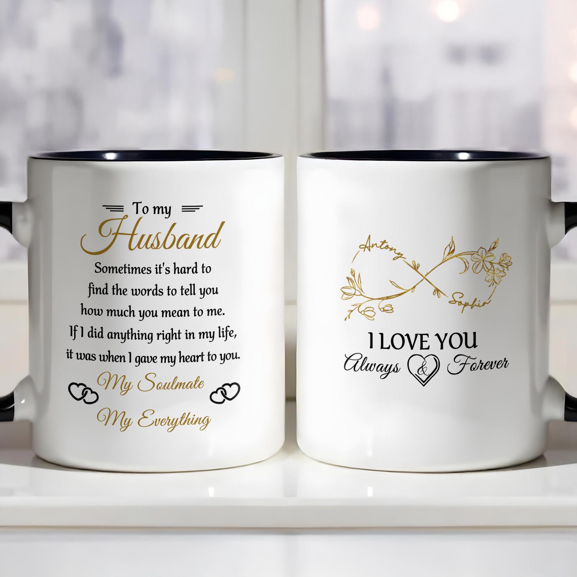Personalized To My Husband Sometimes It's Hard To Find The Words Accent Mug Anniversary Gifts