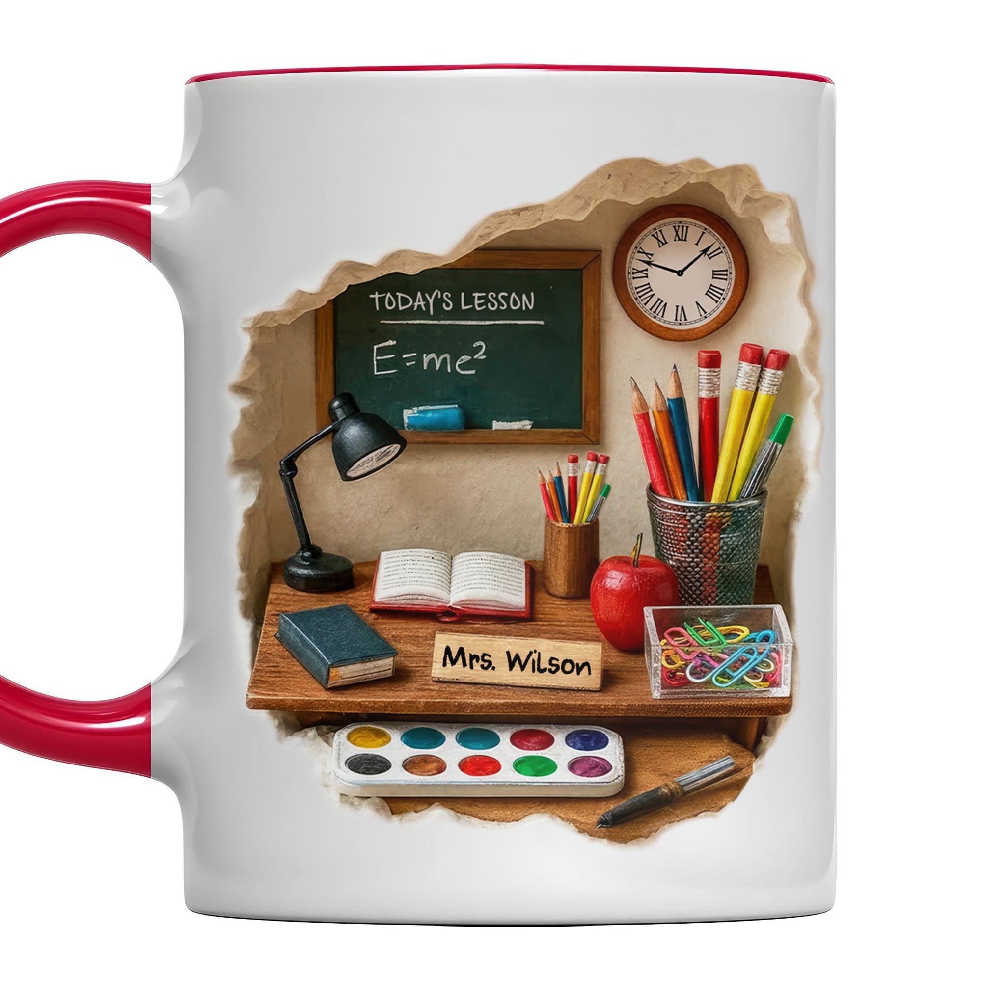 Personalized Today's Lesson Chalkboard And School Supplies Accent Mug Gifts For Teacher - Image 5