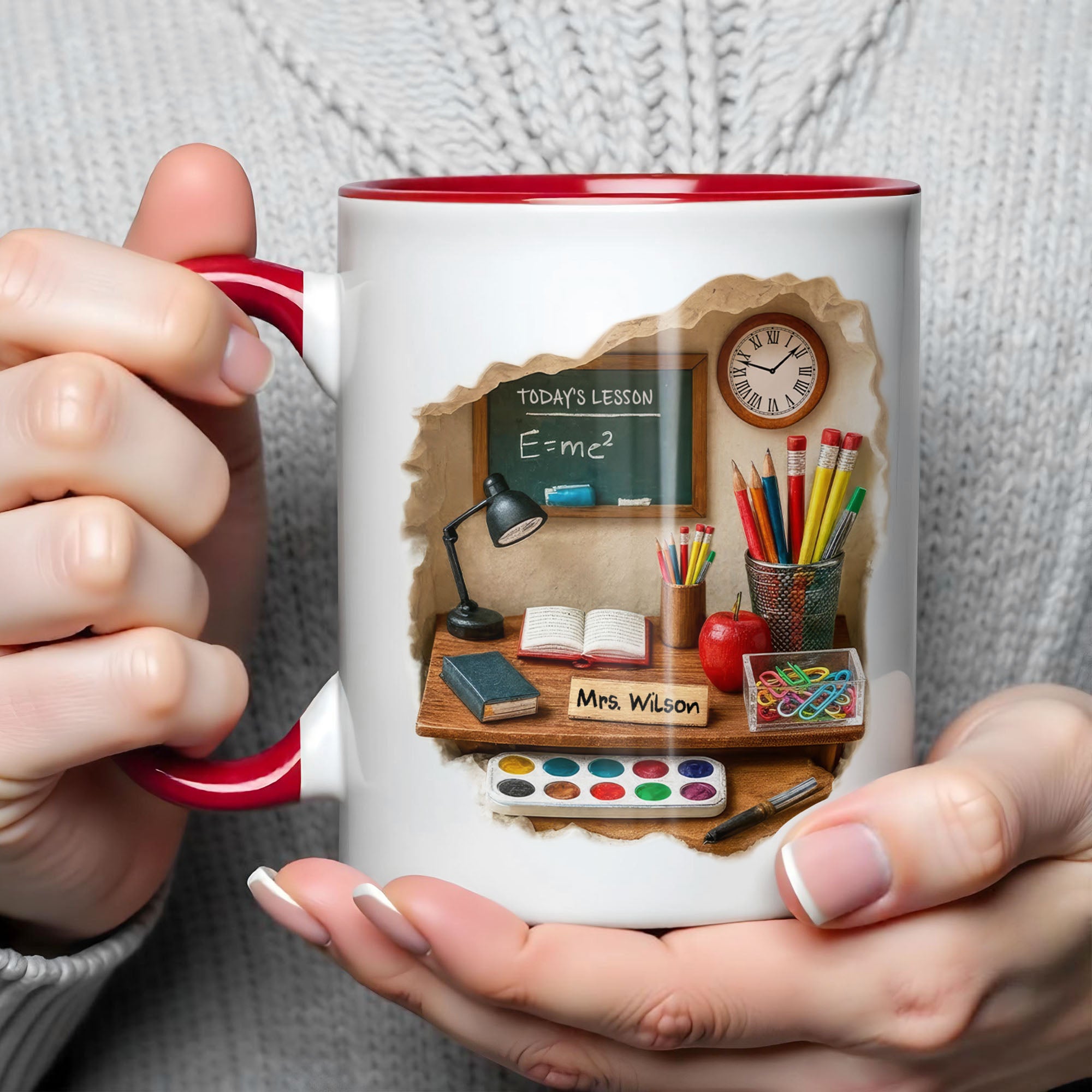 Personalized Today's Lesson Chalkboard And School Supplies Accent Mug Gifts For Teacher - Image 4
