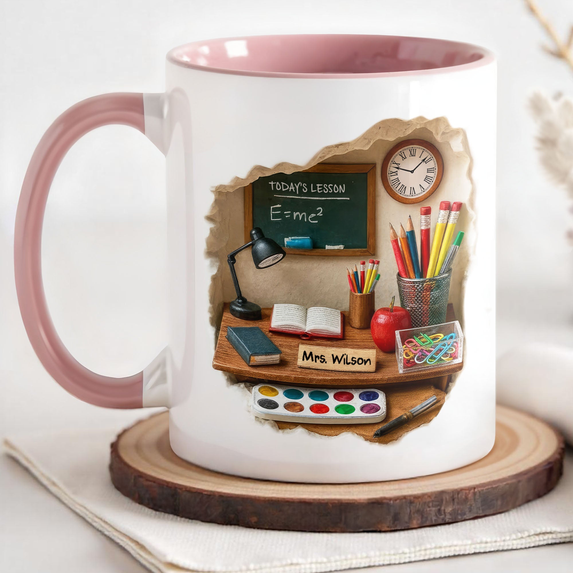 Personalized Today's Lesson Chalkboard And School Supplies Accent Mug Gifts For Teacher - Image 2