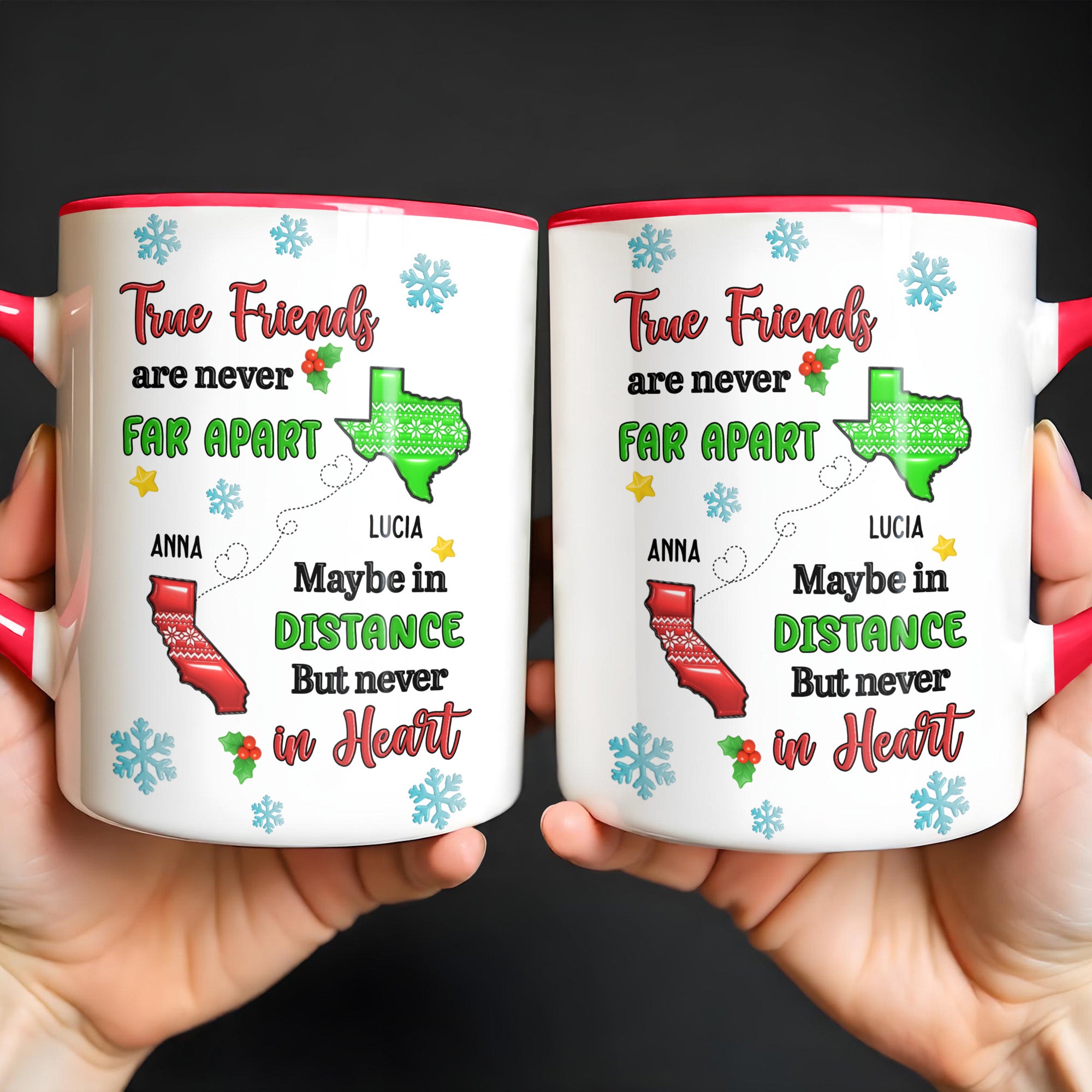 Personalized True Friends Are Never Far Apart Accent Mug Present For Besties - Image 4