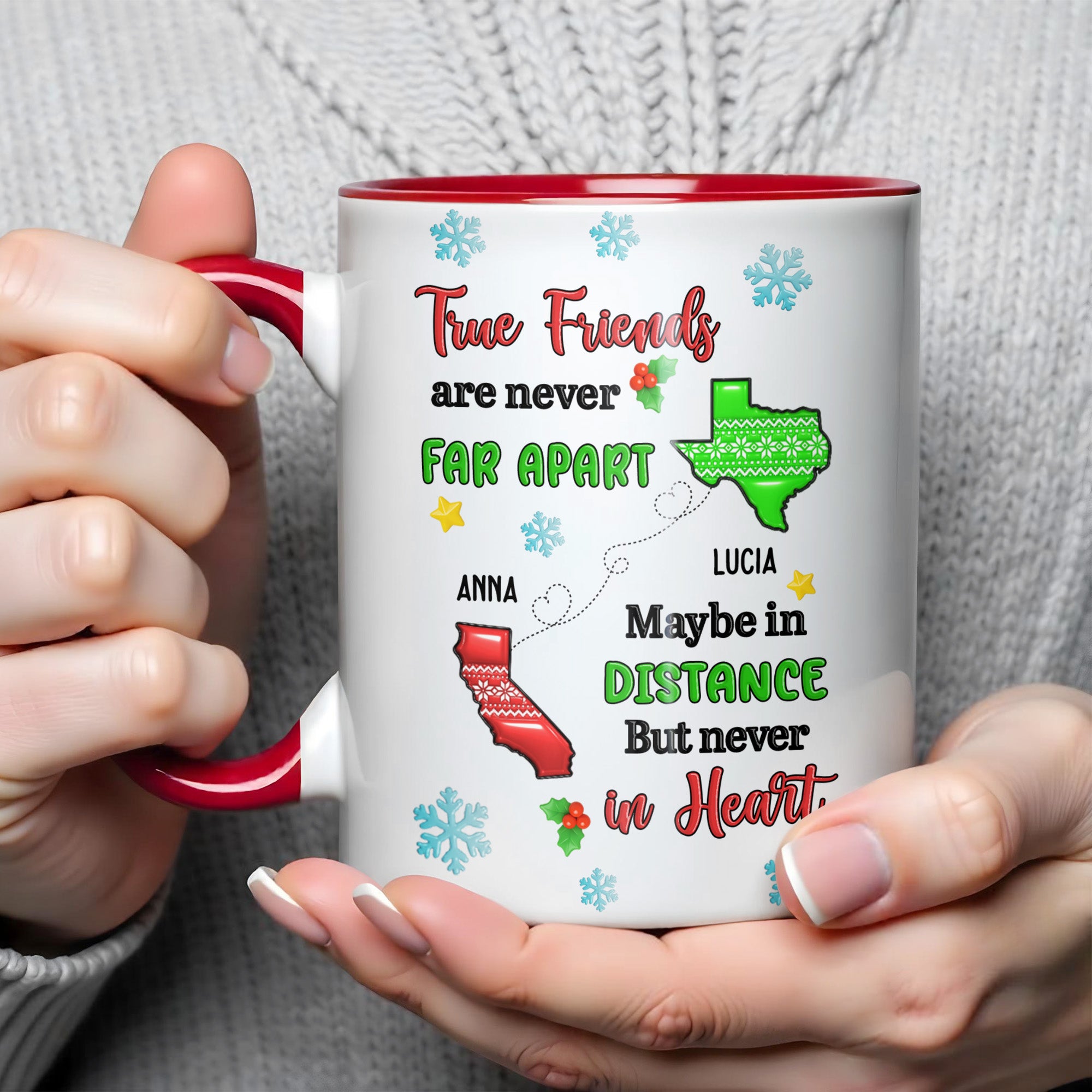 Personalized True Friends Are Never Far Apart Accent Mug Present For Besties - Image 5