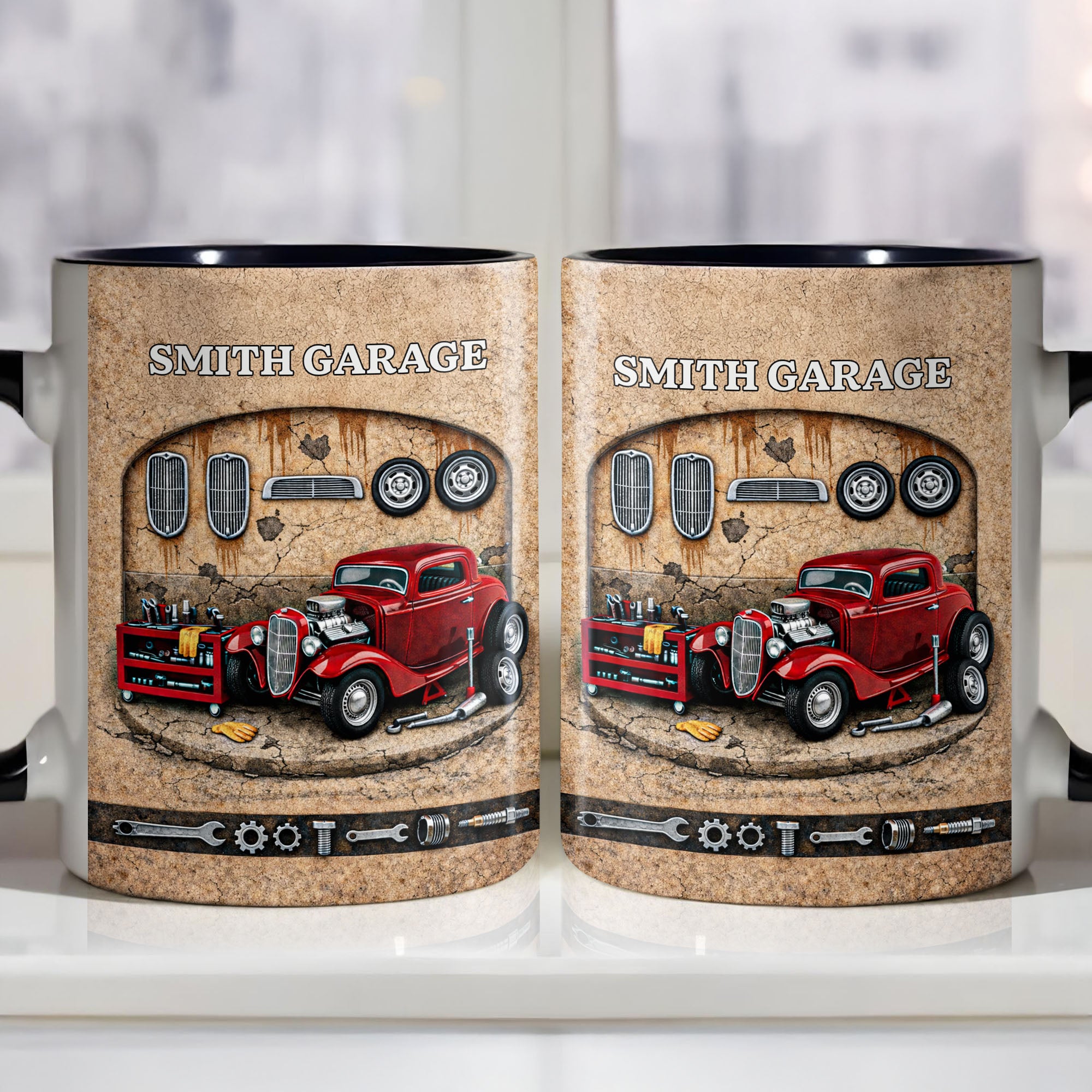 Personalized Vintage Classic Car And Tools Accent Mug Gifts For Car Lovers