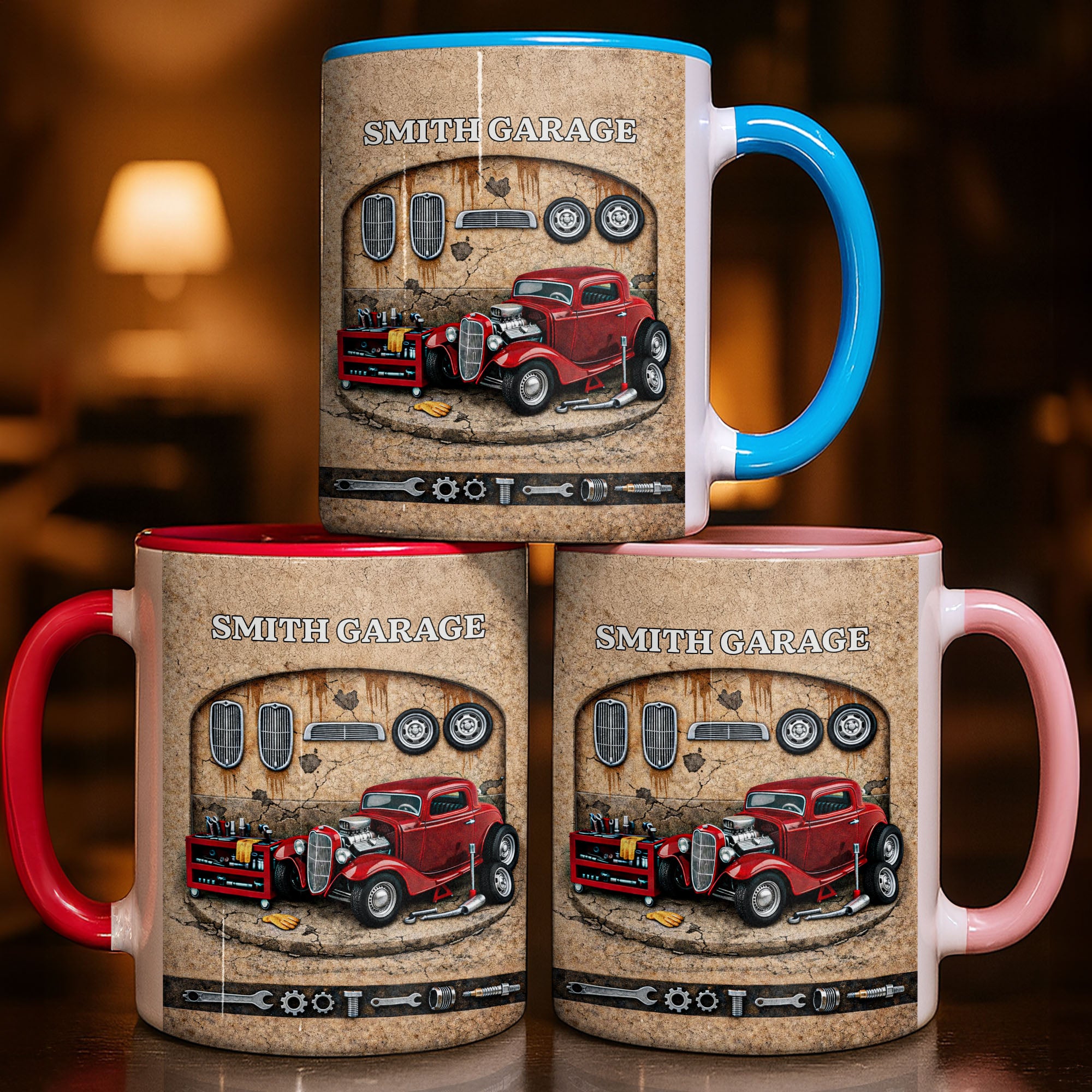 Personalized Vintage Classic Car And Tools Accent Mug Gifts For Car Lovers - Image 2