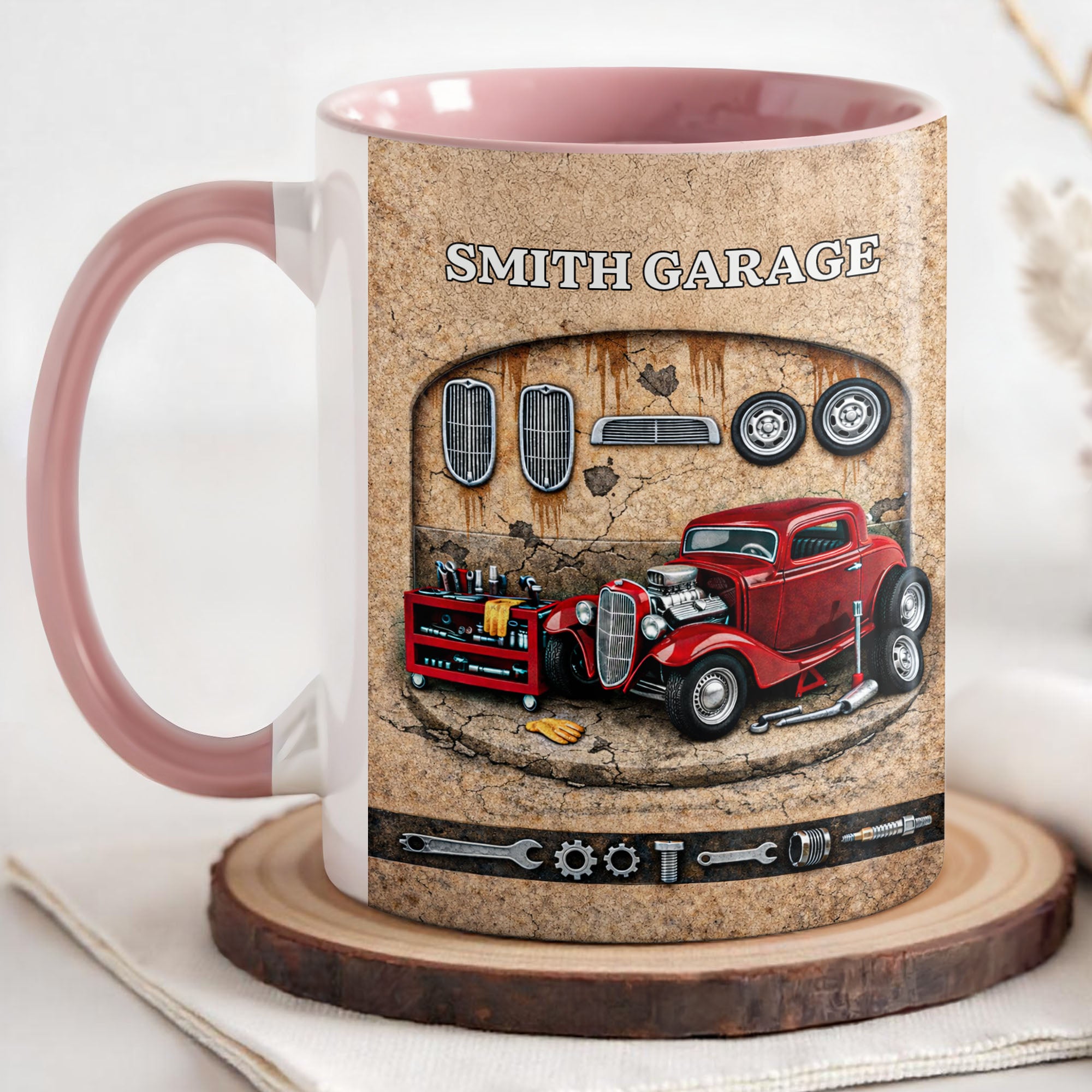 Personalized Vintage Classic Car And Tools Accent Mug Gifts For Car Lovers - Image 3