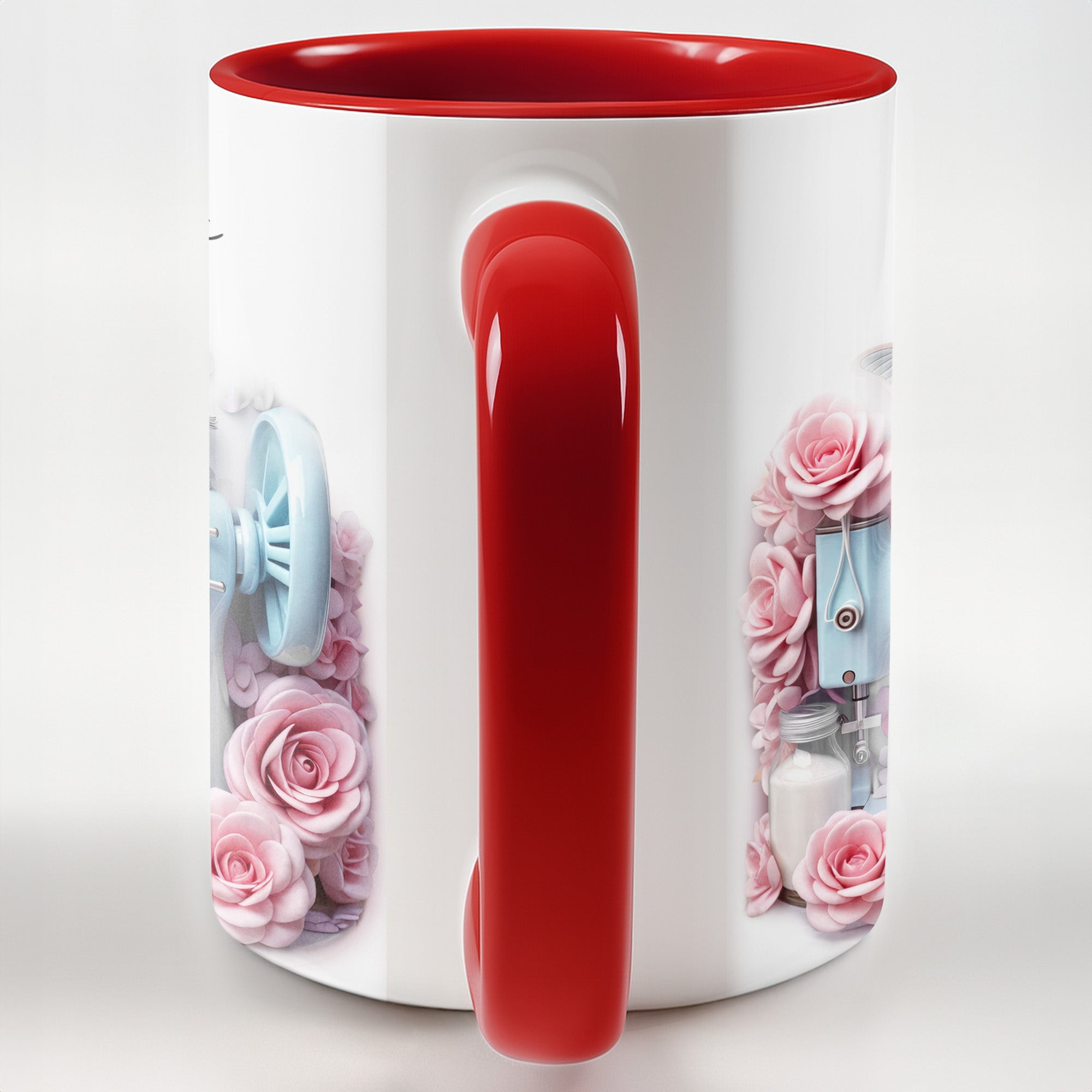 Personalized Vintage Sewing Machine And Beautiful Roses Design Accent Mug Gifts For Sewists - Image 5