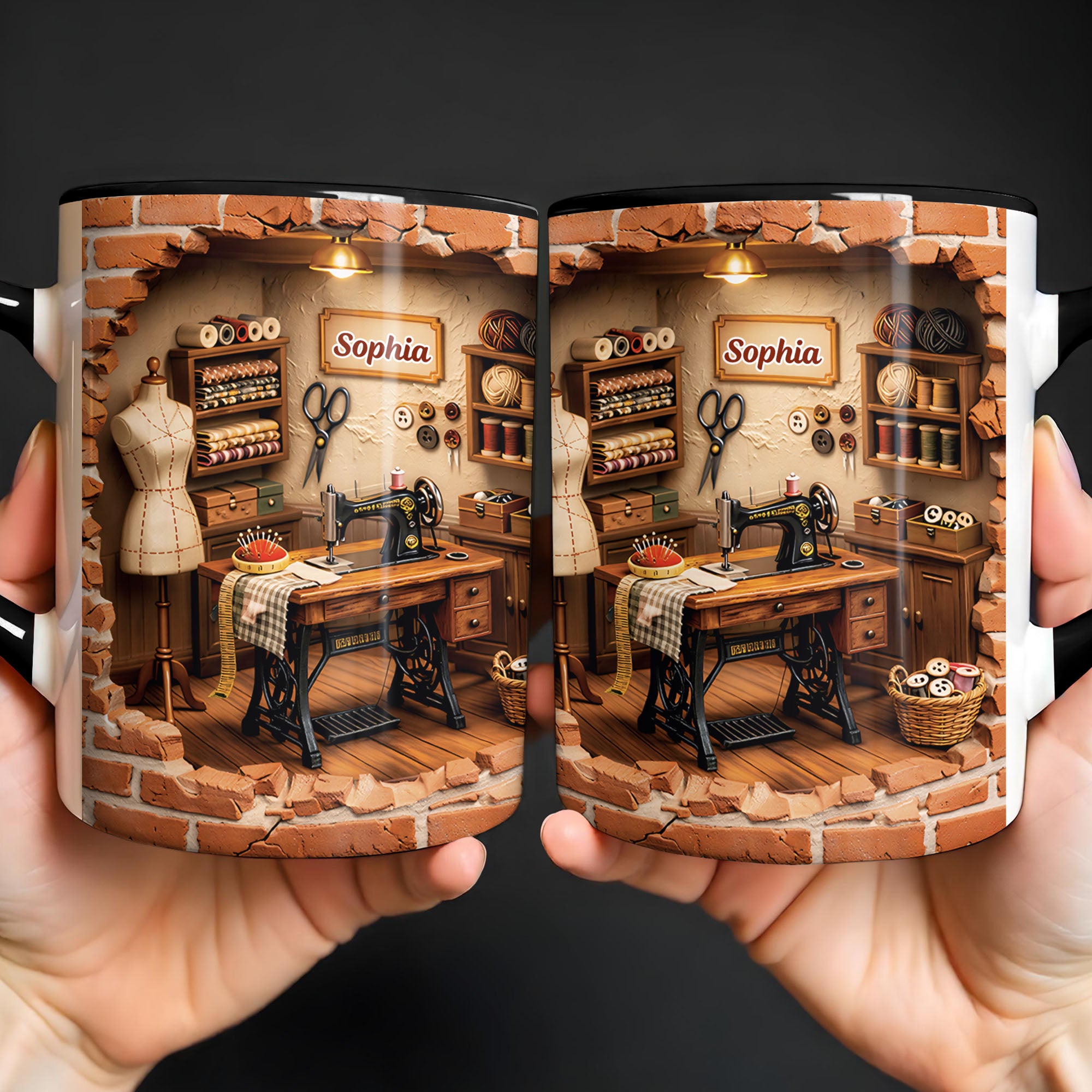 Personalized Vintage Sewing Machine And Mannequin Accent Mug Gift Ideas For Sewers - Image 7