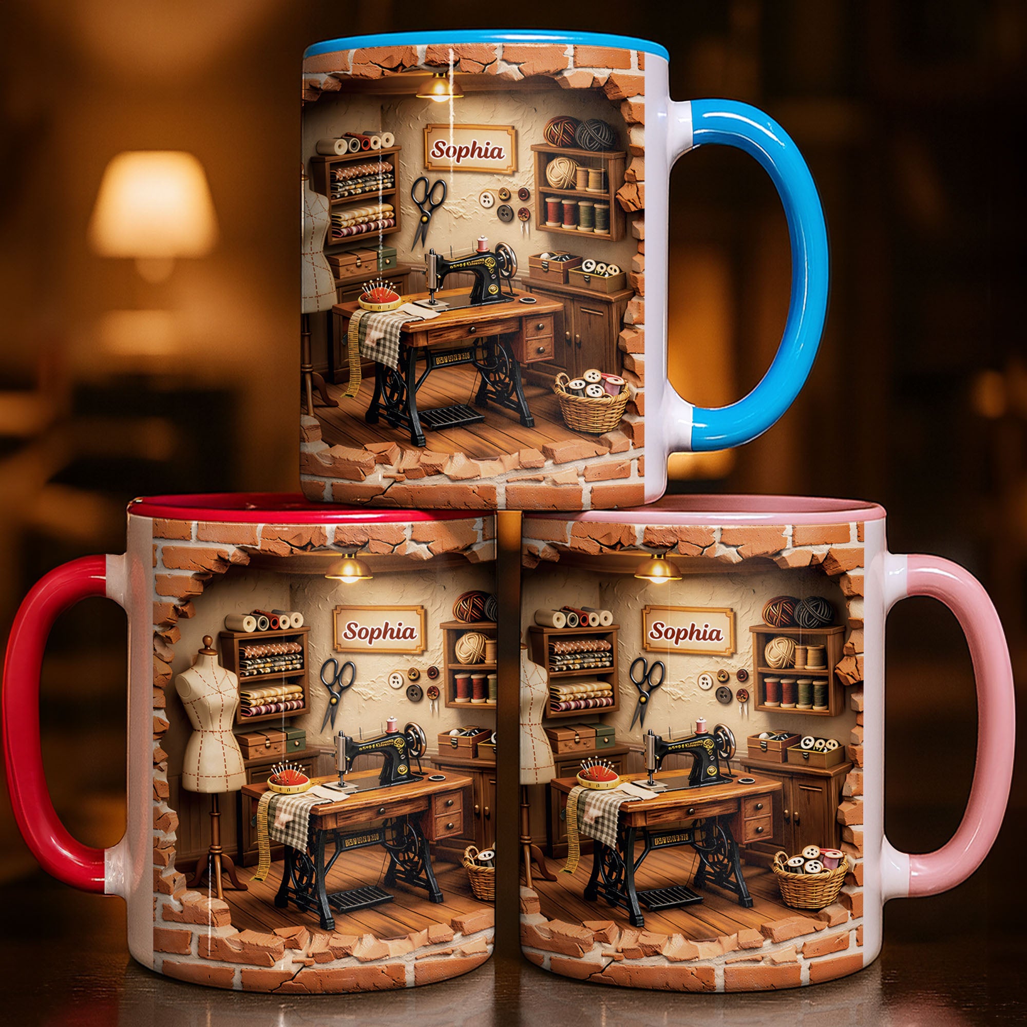 Personalized Vintage Sewing Machine And Mannequin Accent Mug Gift Ideas For Sewers - Image 2
