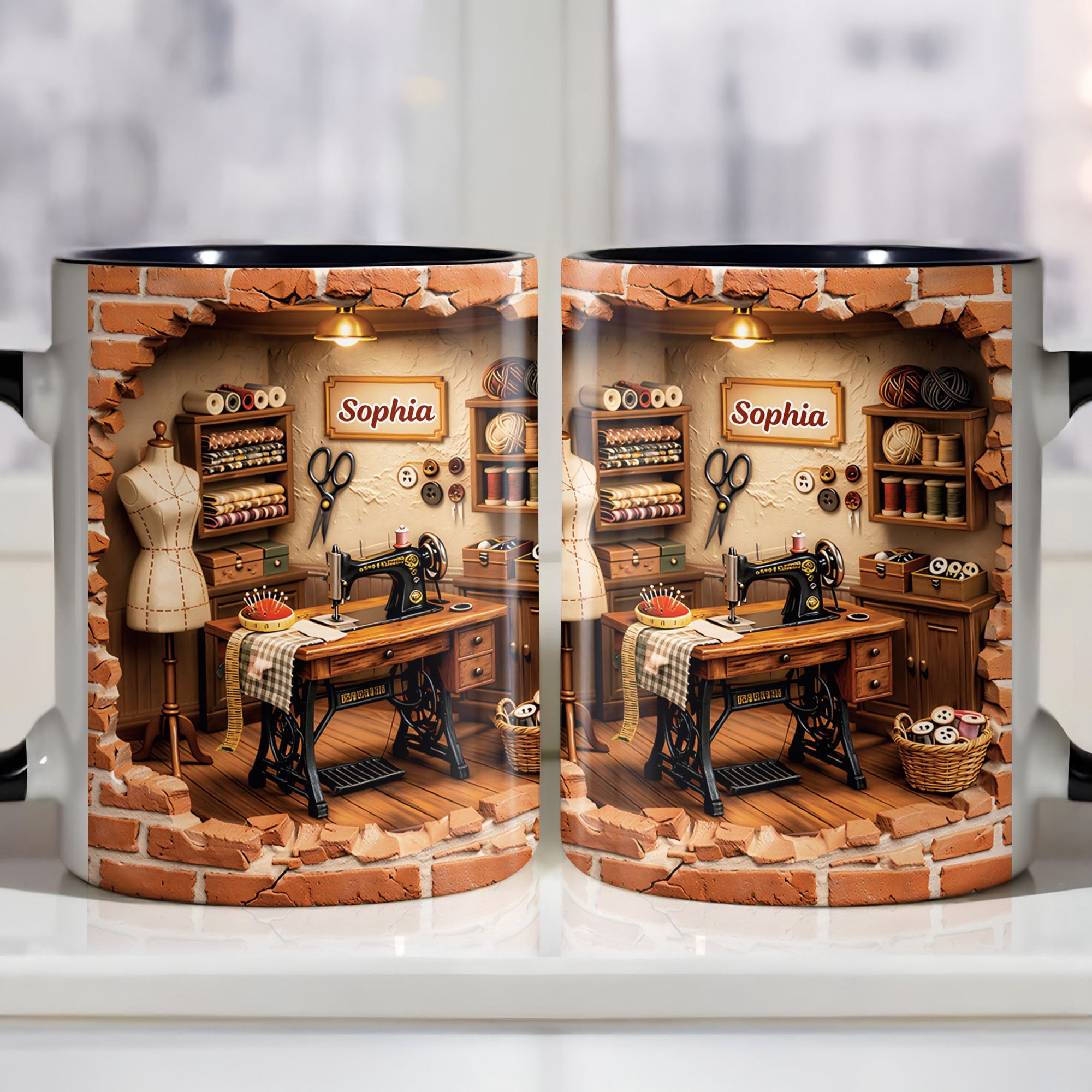 Personalized Vintage Sewing Machine And Mannequin Accent Mug Gift Ideas For Sewers