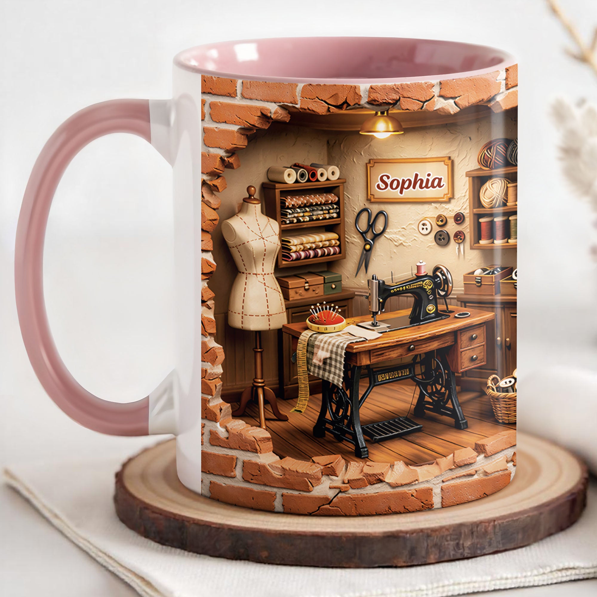 Personalized Vintage Sewing Machine And Mannequin Accent Mug Gift Ideas For Sewers - Image 4