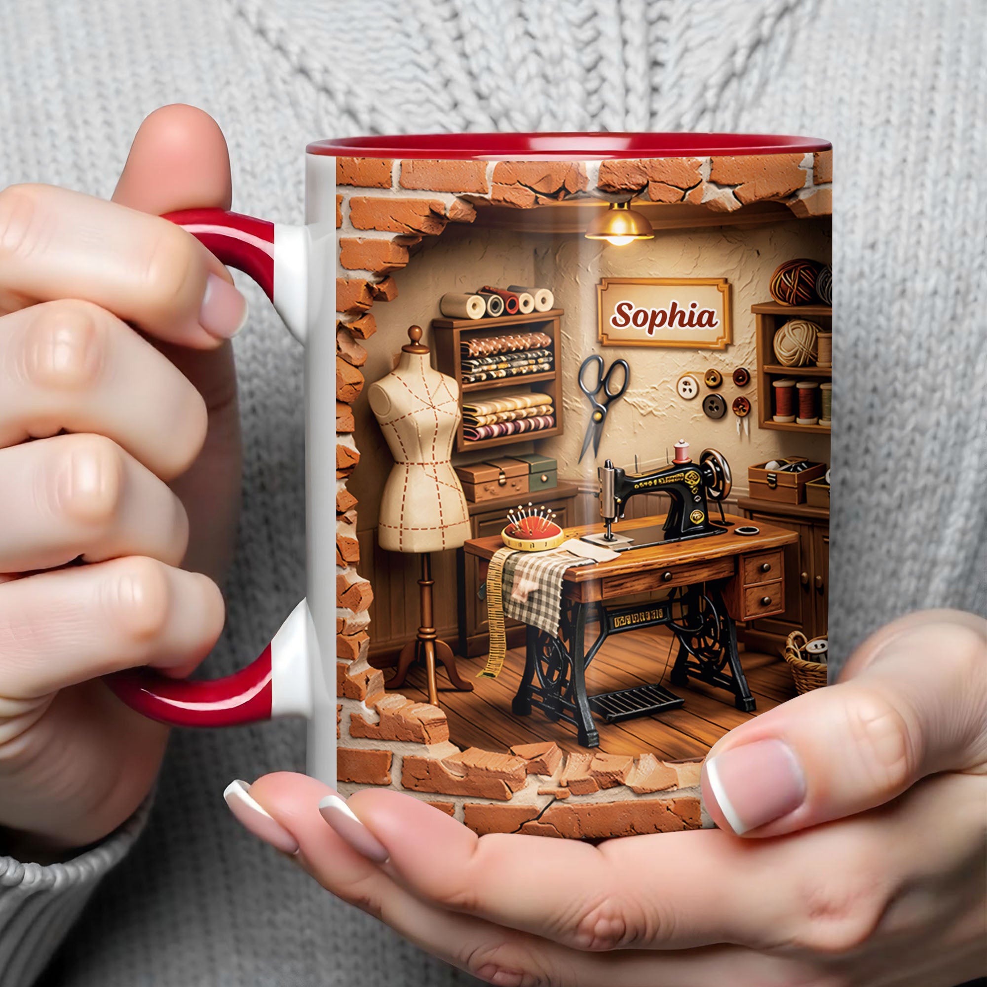 Personalized Vintage Sewing Machine And Mannequin Accent Mug Gift Ideas For Sewers - Image 6