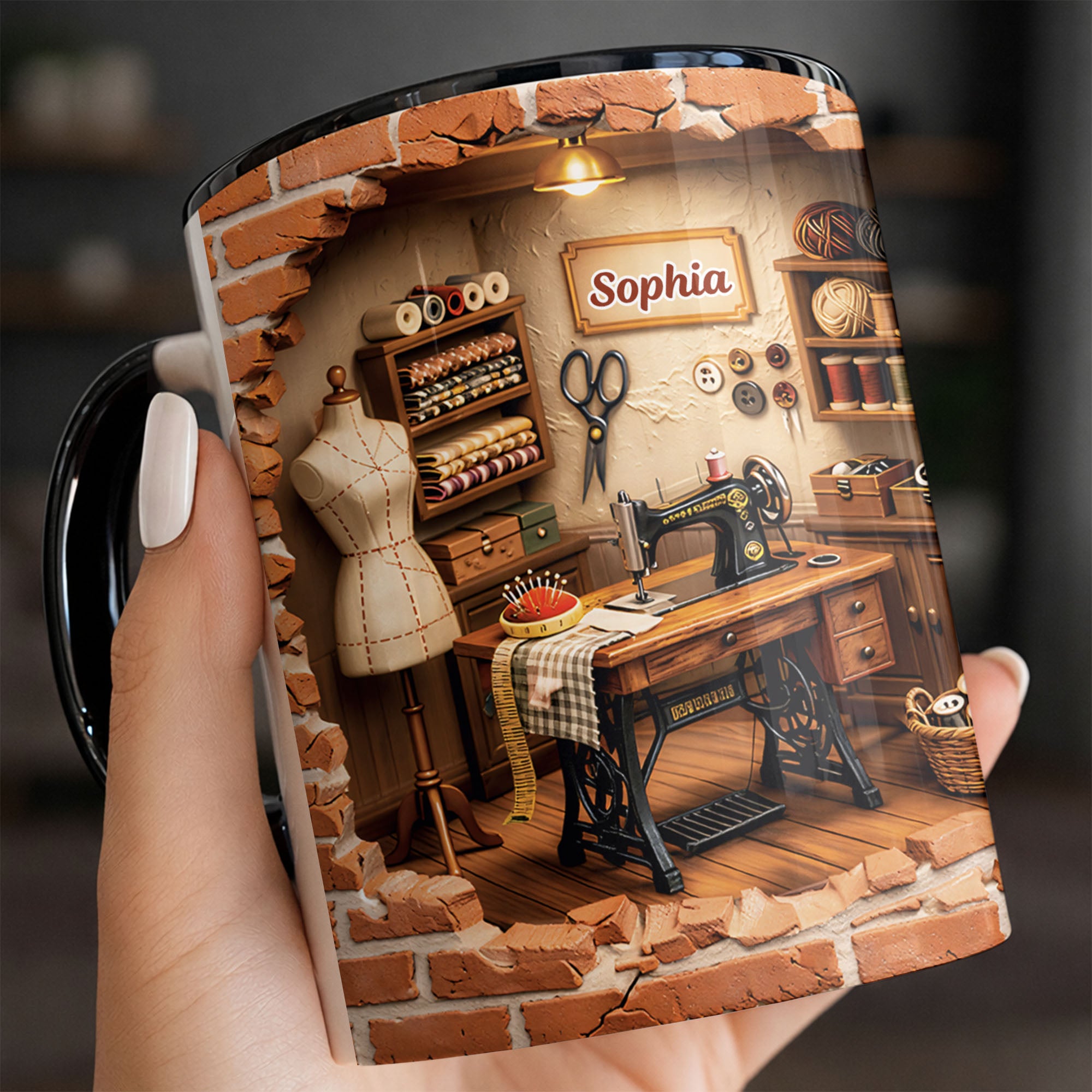 Personalized Vintage Sewing Machine And Mannequin Accent Mug Gift Ideas For Sewers - Image 5