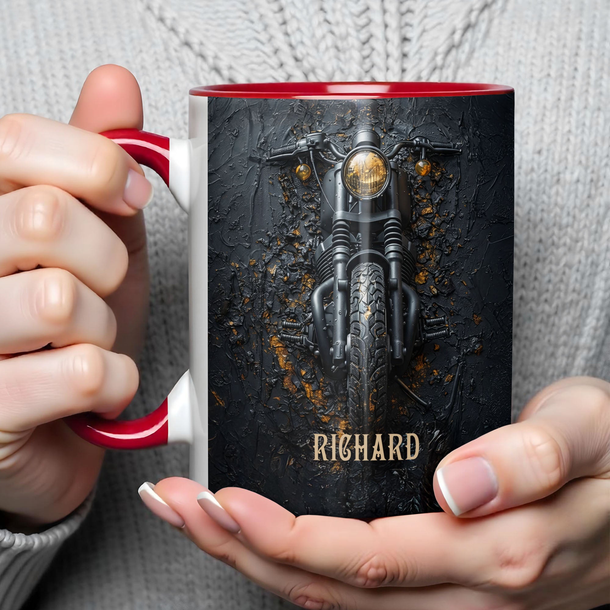 Personalized Vintage Soul And Open Roads Biker Motorcycle Design Accent Mug Gifts For Him - Image 5
