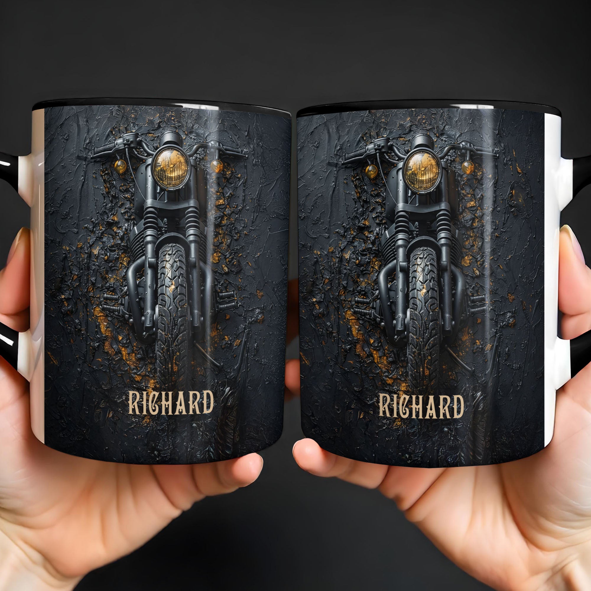 Personalized Vintage Soul And Open Roads Biker Motorcycle Design Accent Mug Gifts For Him