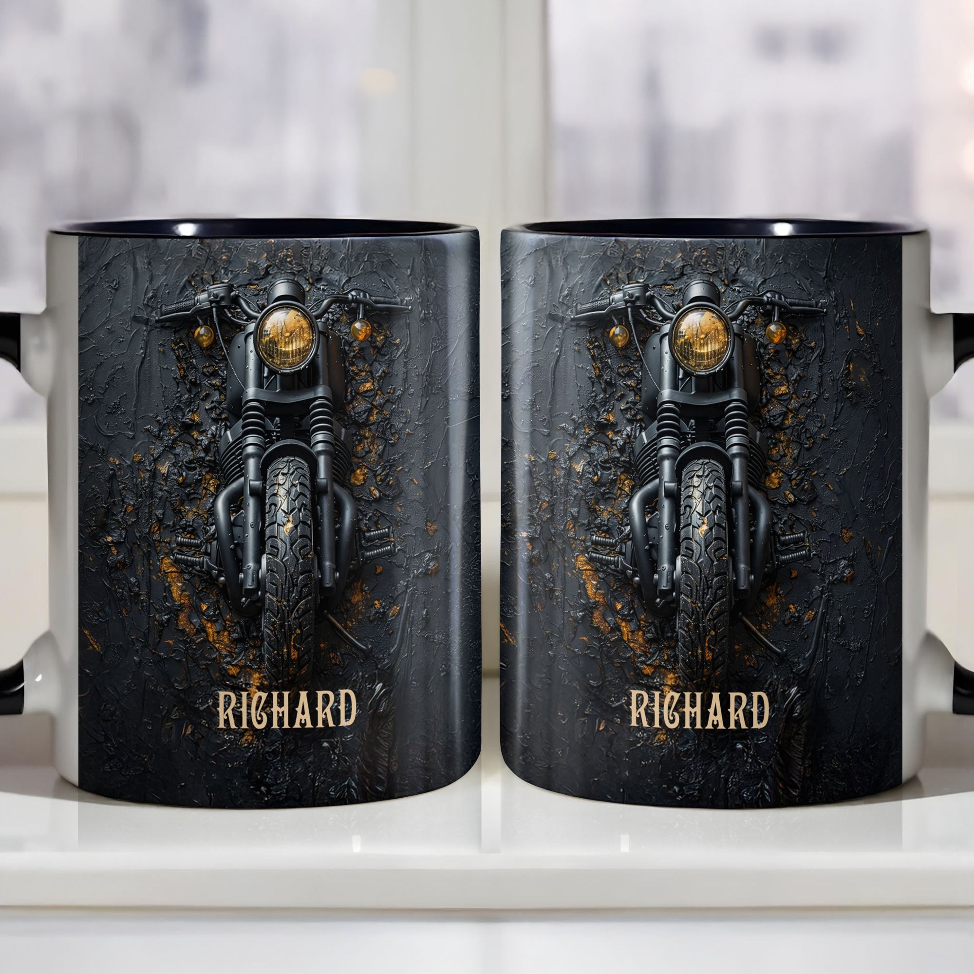 Personalized Vintage Soul And Open Roads Biker Motorcycle Design Accent Mug Gifts For Him - Image 6