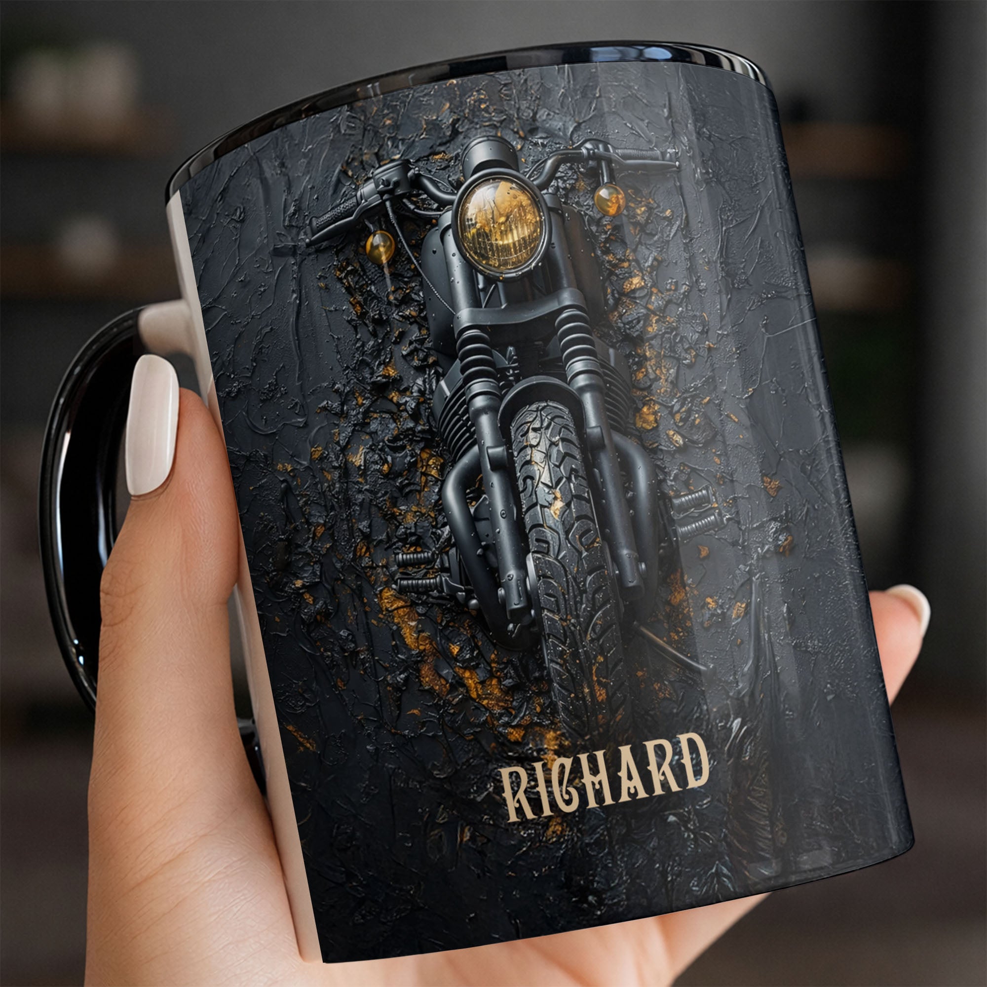 Personalized Vintage Soul And Open Roads Biker Motorcycle Design Accent Mug Gifts For Him - Image 4