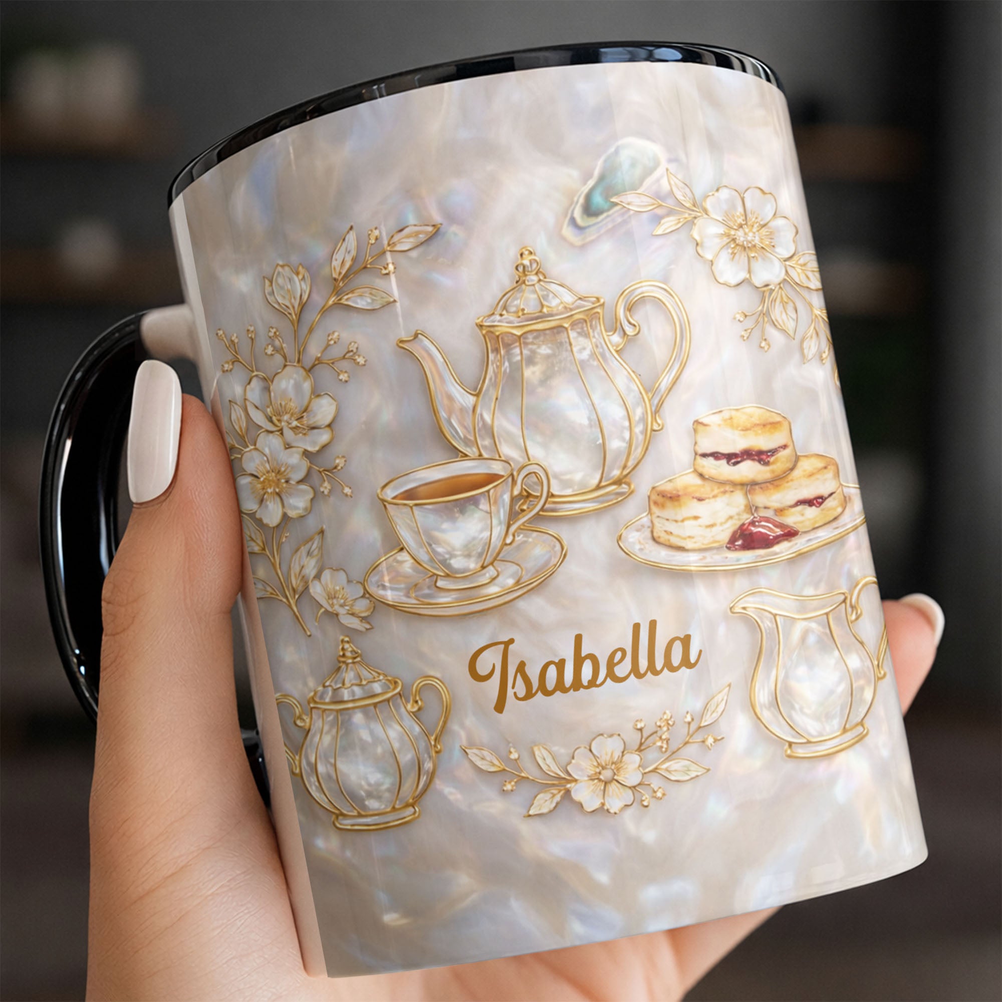 Personalized Vintage Teapot Accent Mug Floral Elegance Coffee Cup Gifts For Wife - Image 5