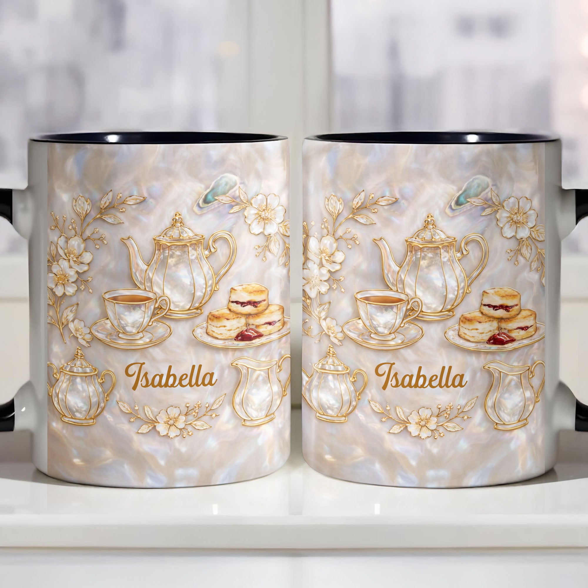 Personalized Vintage Teapot Accent Mug Floral Elegance Coffee Cup Gifts For Wife