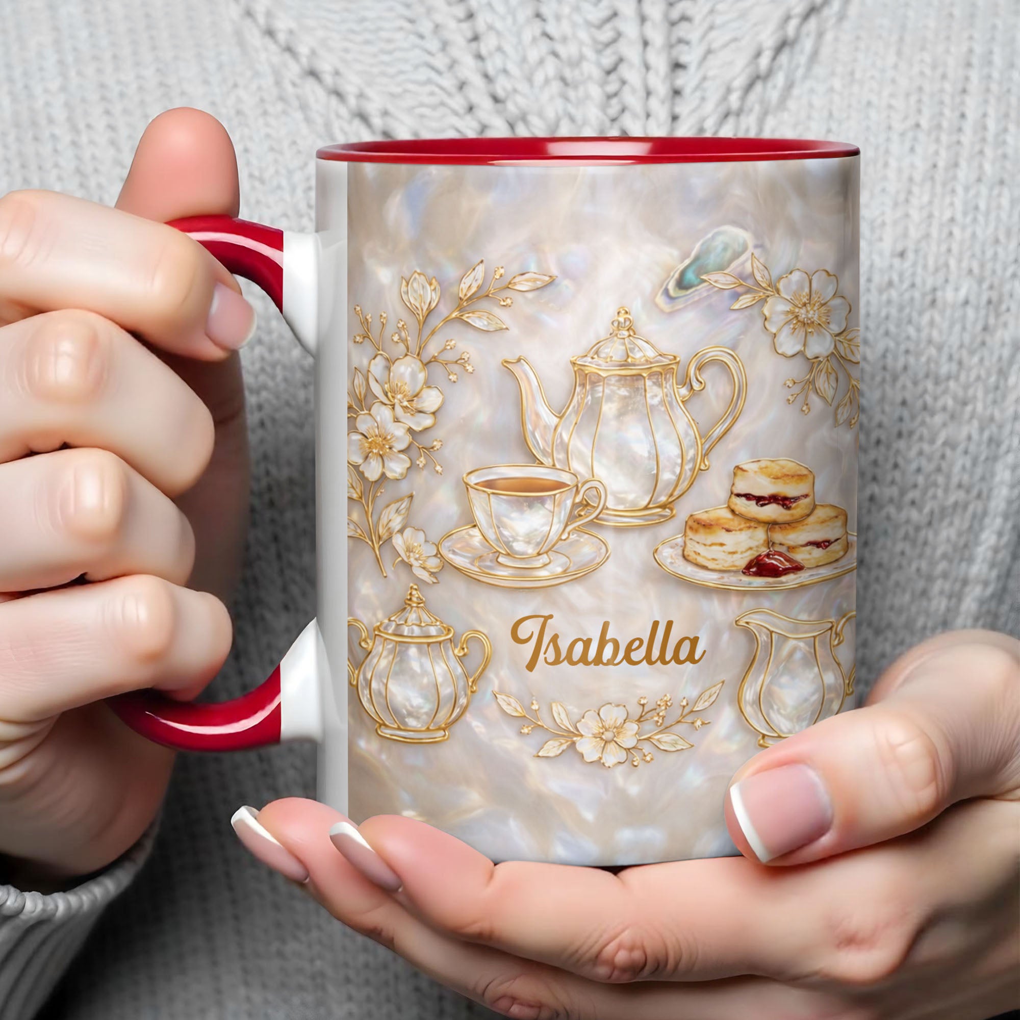 Personalized Vintage Teapot Accent Mug Floral Elegance Coffee Cup Gifts For Wife - Image 3