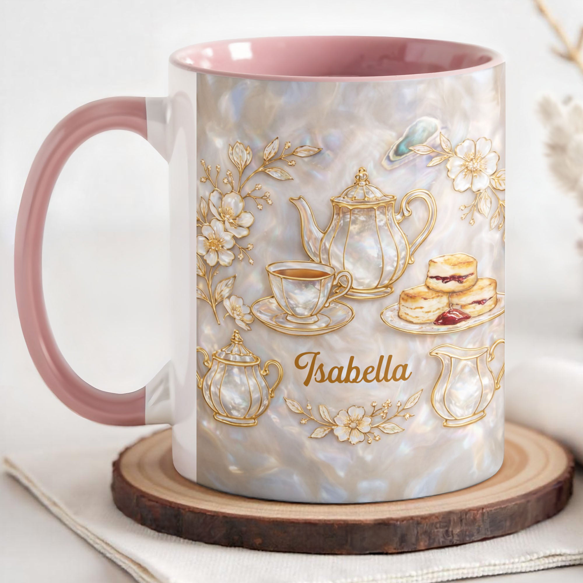 Personalized Vintage Teapot Accent Mug Floral Elegance Coffee Cup Gifts For Wife - Image 4