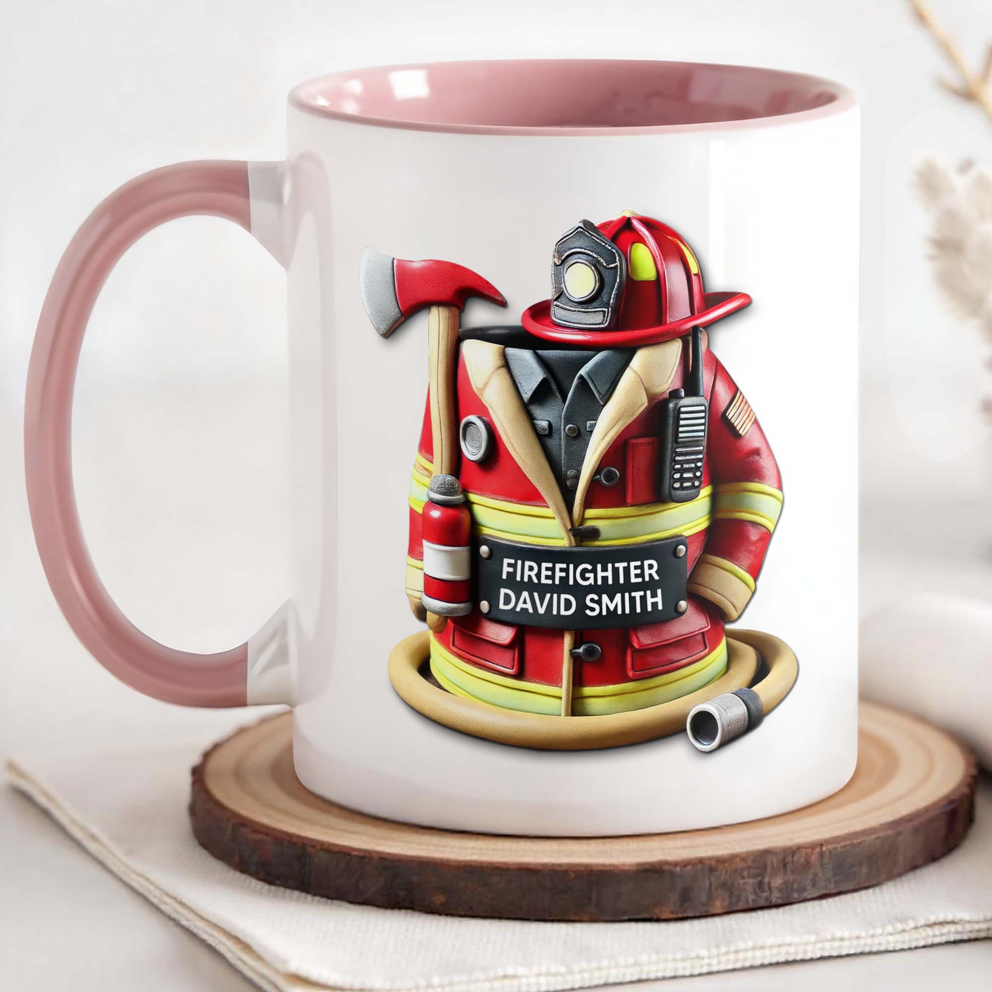 Personalized Watching You Be A Firefighter Accent Mug Best Gifts For Firefighter - Image 2