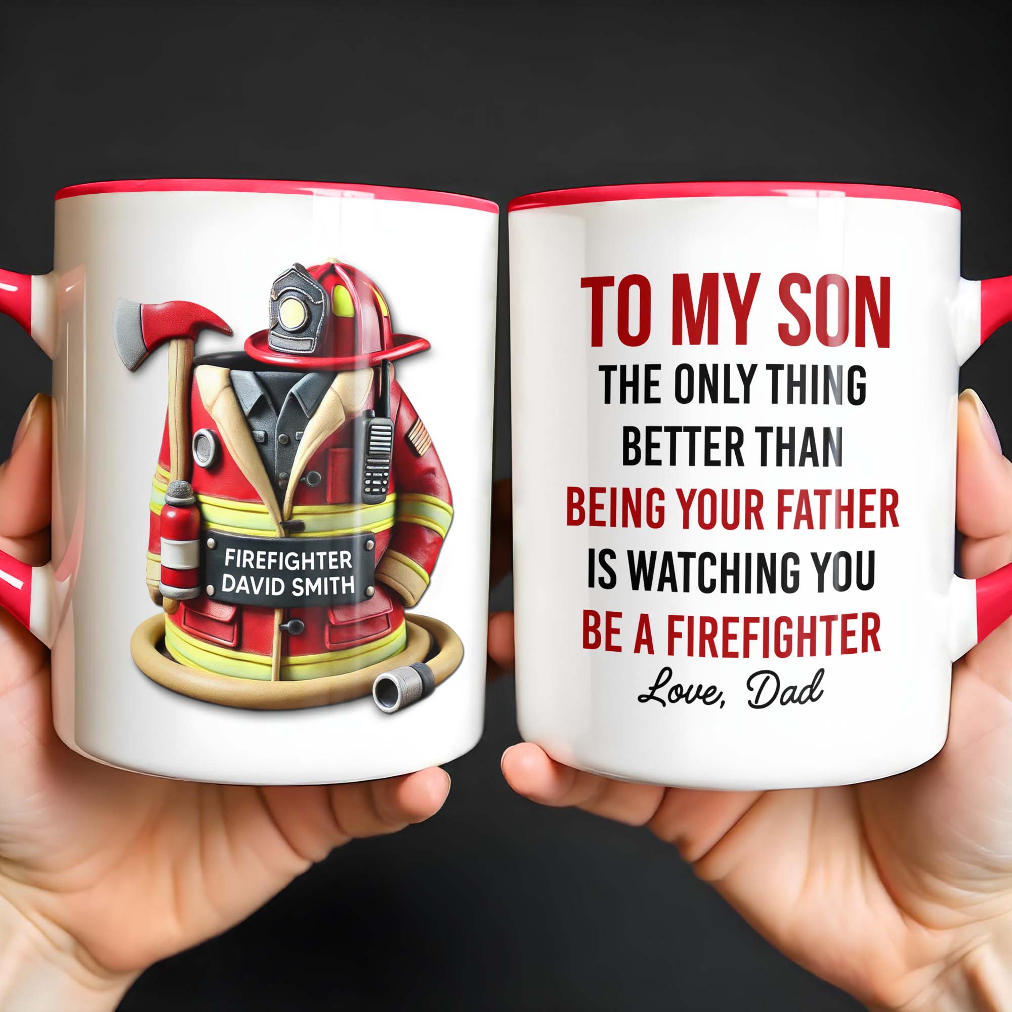 Personalized Watching You Be A Firefighter Accent Mug Best Gifts For Firefighter - Image 3