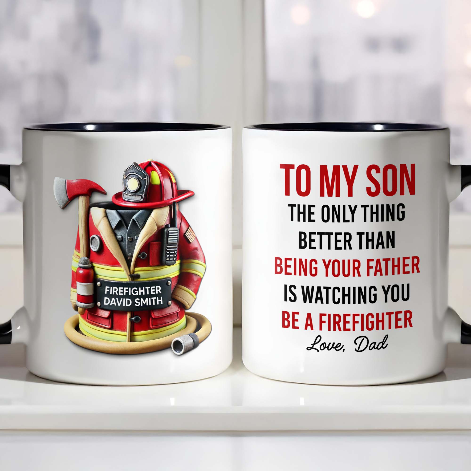 Personalized Watching You Be A Firefighter Accent Mug Best Gifts For Firefighter
