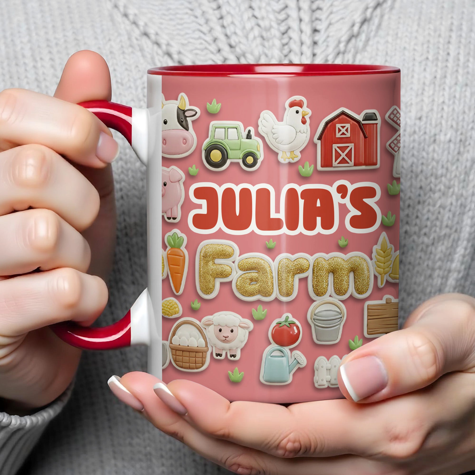 Personalized Welcome To My Farm Featuring Farm Animals Accent Mug Present For Farmers - Image 4