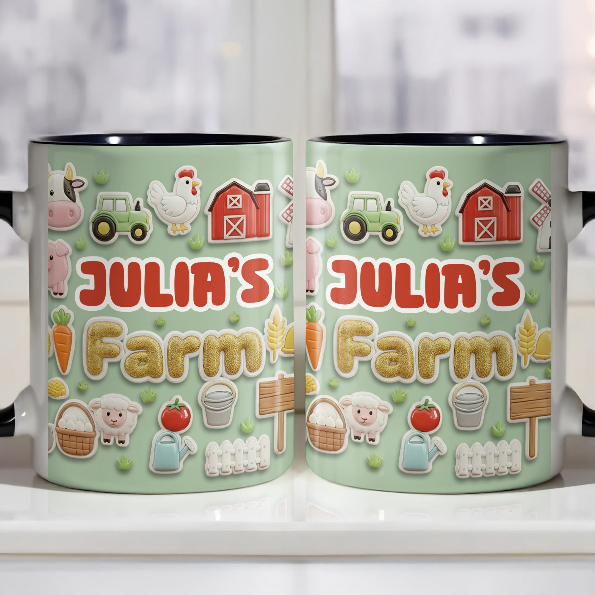 Personalized Welcome To My Farm Featuring Farm Animals Accent Mug Present For Farmers