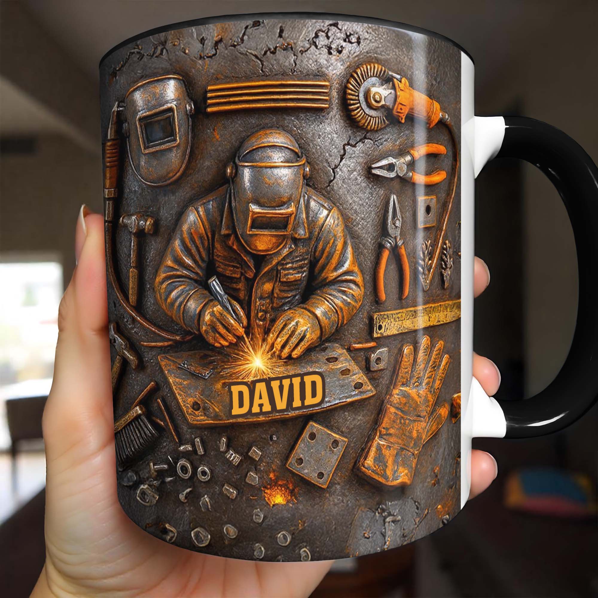 Personalized Welding Mask And Tools Accent Mug Best Gifts For Welder Man - Image 4