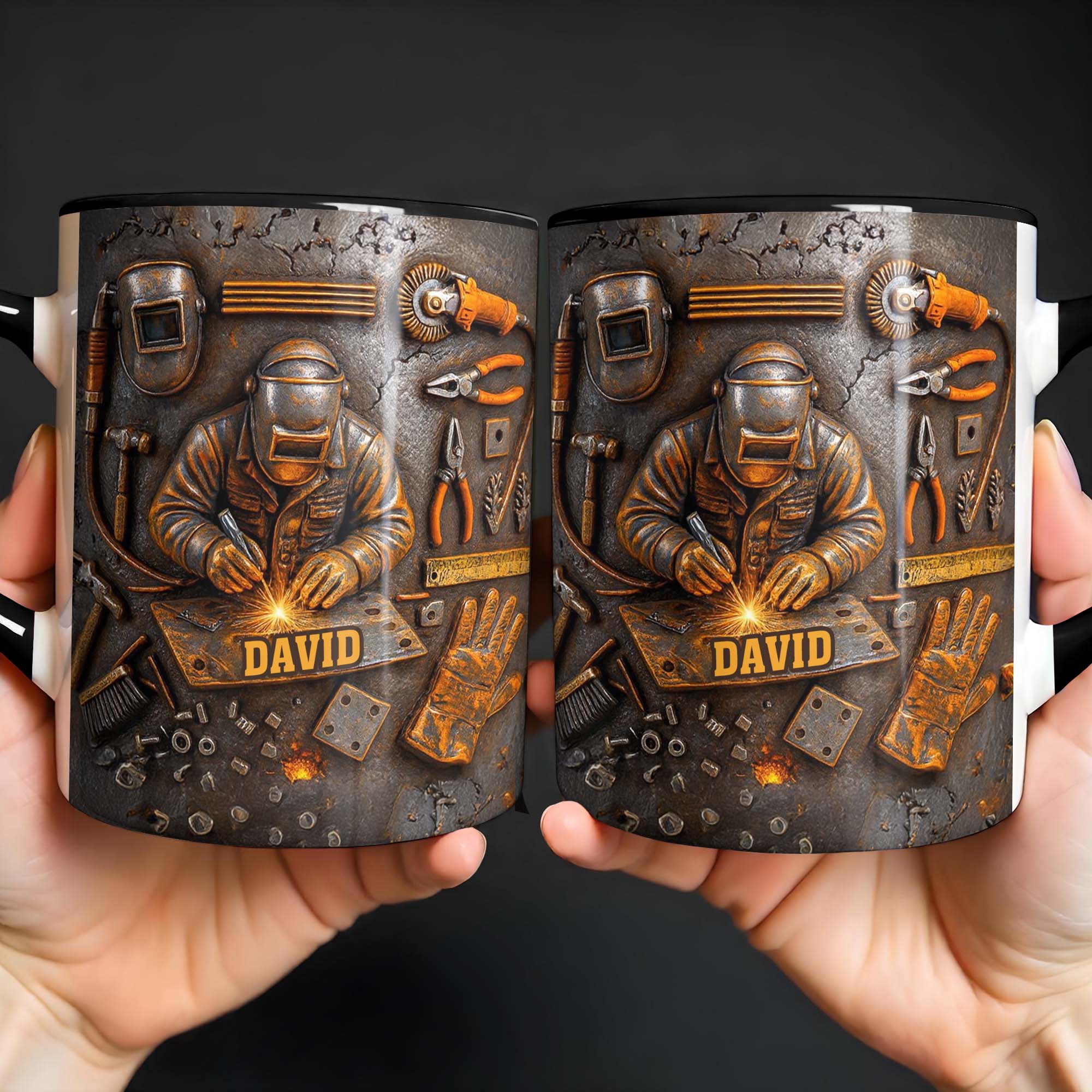 Personalized Welding Mask And Tools Accent Mug Best Gifts For Welder Man