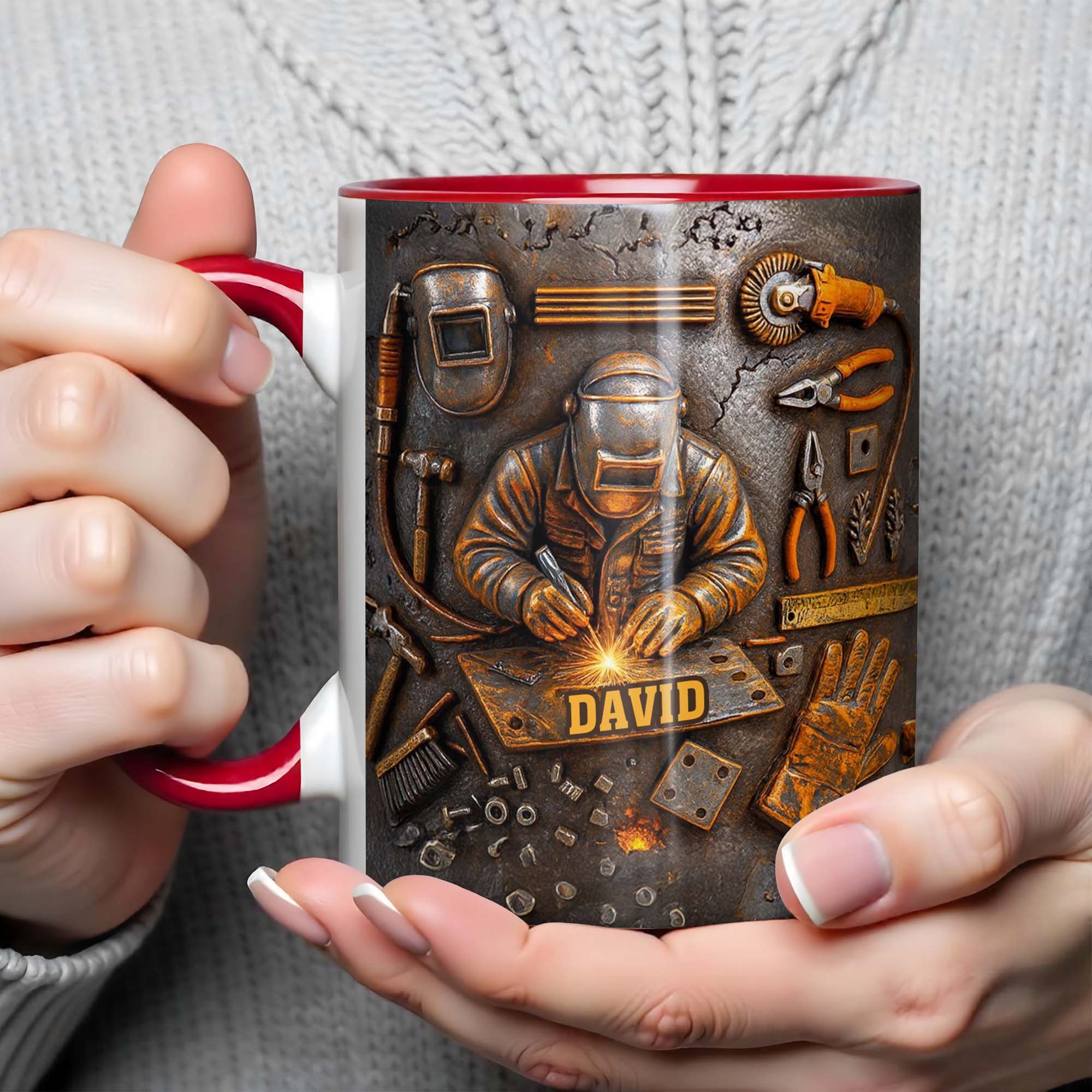 Personalized Welding Mask And Tools Accent Mug Best Gifts For Welder Man - Image 5