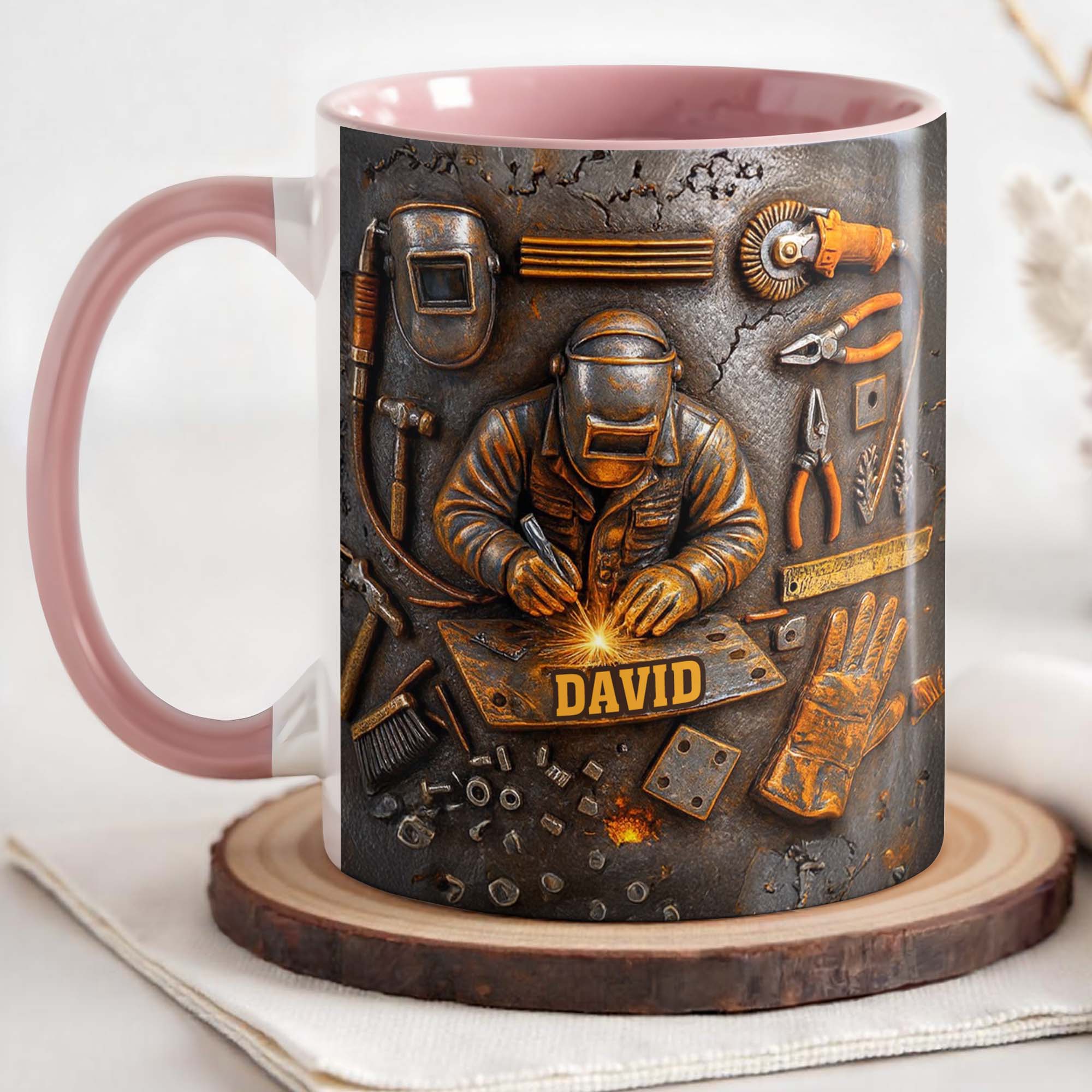 Personalized Welding Mask And Tools Accent Mug Best Gifts For Welder Man - Image 3