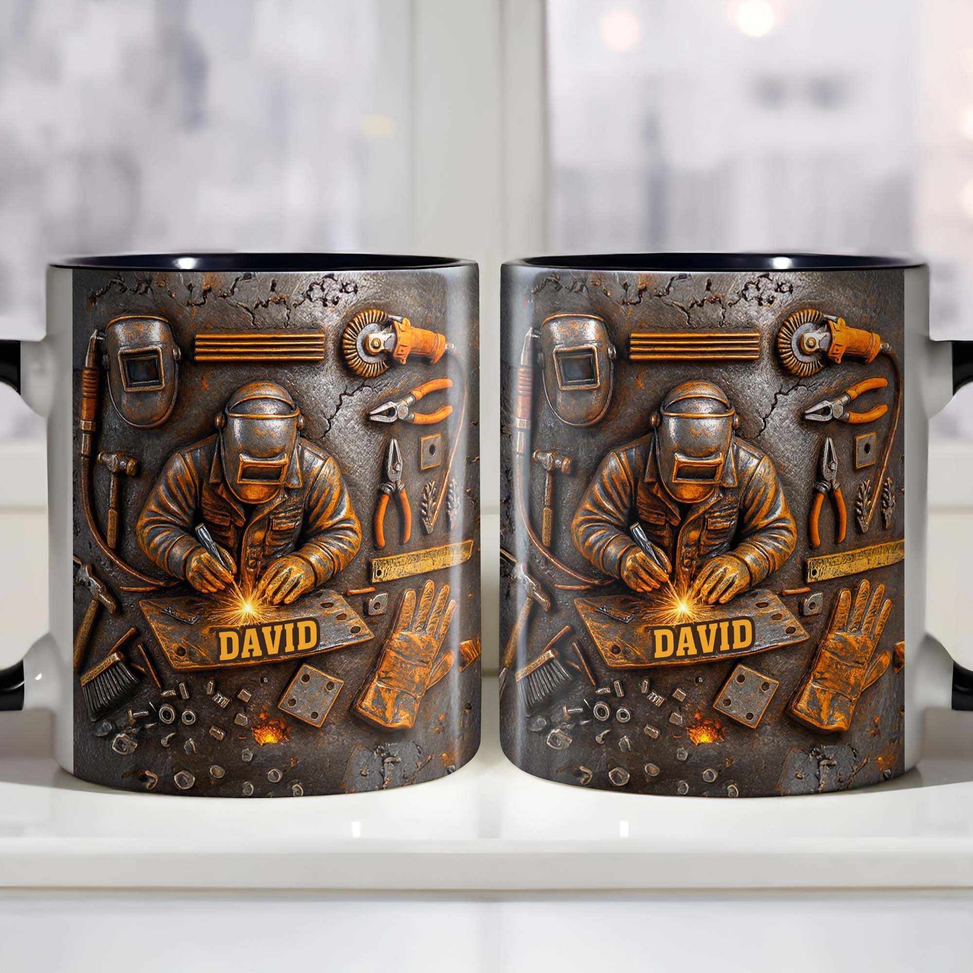 Personalized Welding Mask And Tools Accent Mug Best Gifts For Welder Man - Image 2