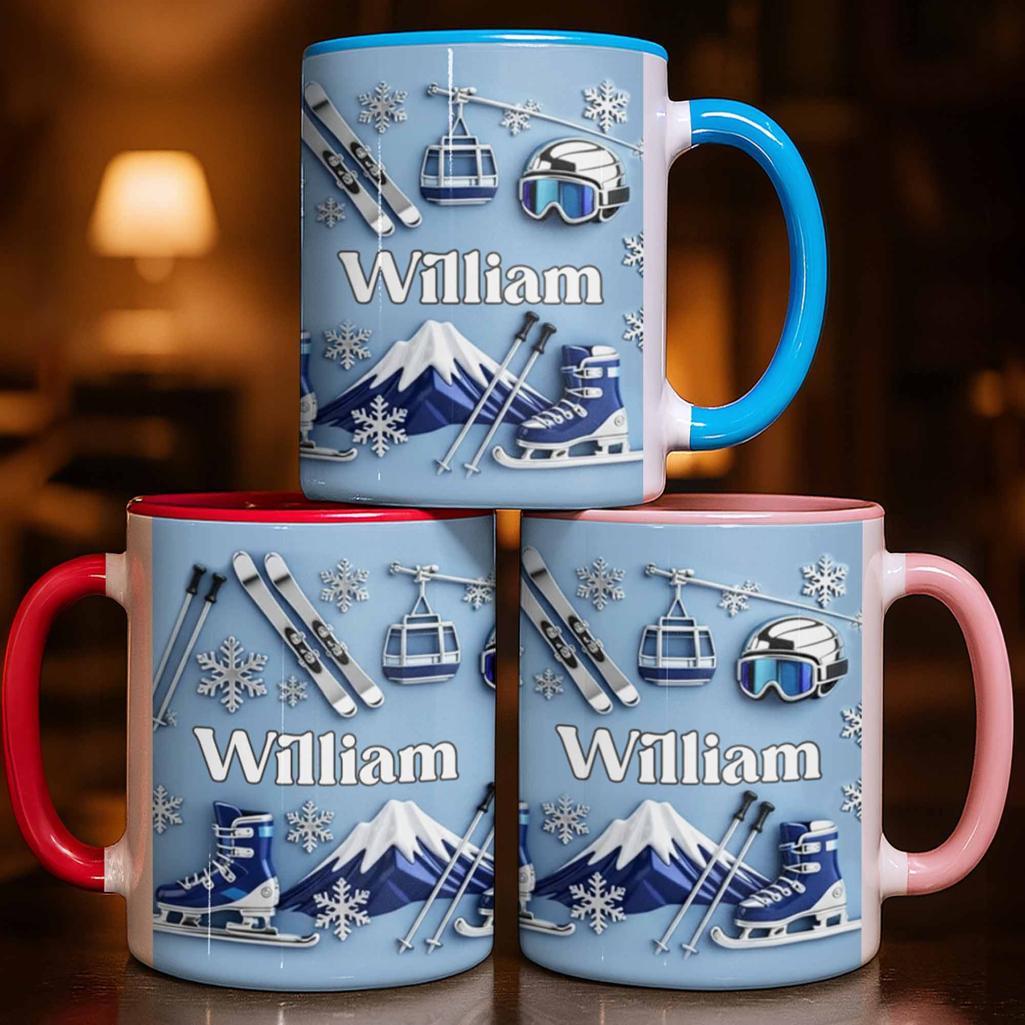 Personalized Winter Sports And Chilly Adventures Accent Mug Gifts For Sports Lovers - Image 2