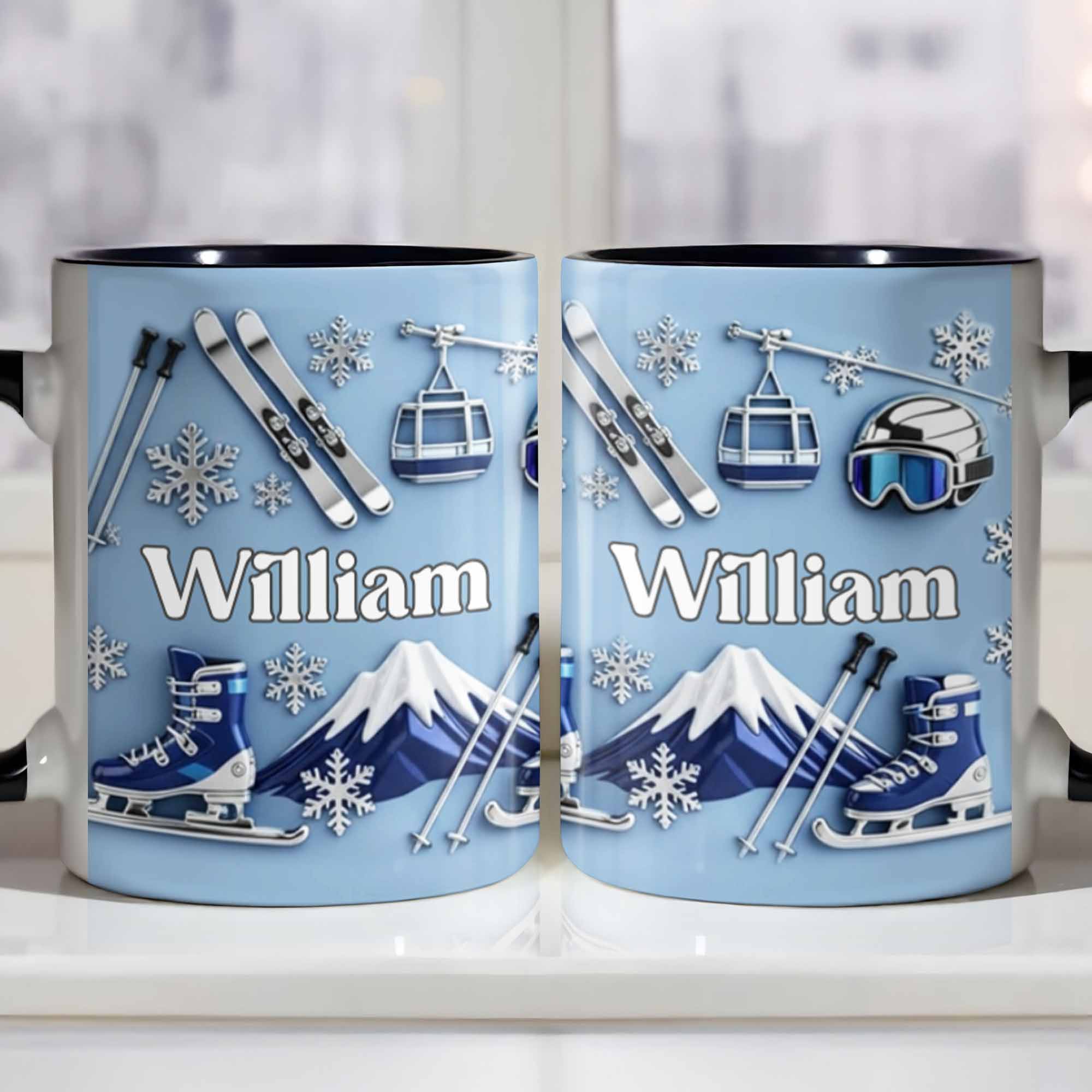 Personalized Winter Sports And Chilly Adventures Accent Mug Gifts For Sports Lovers