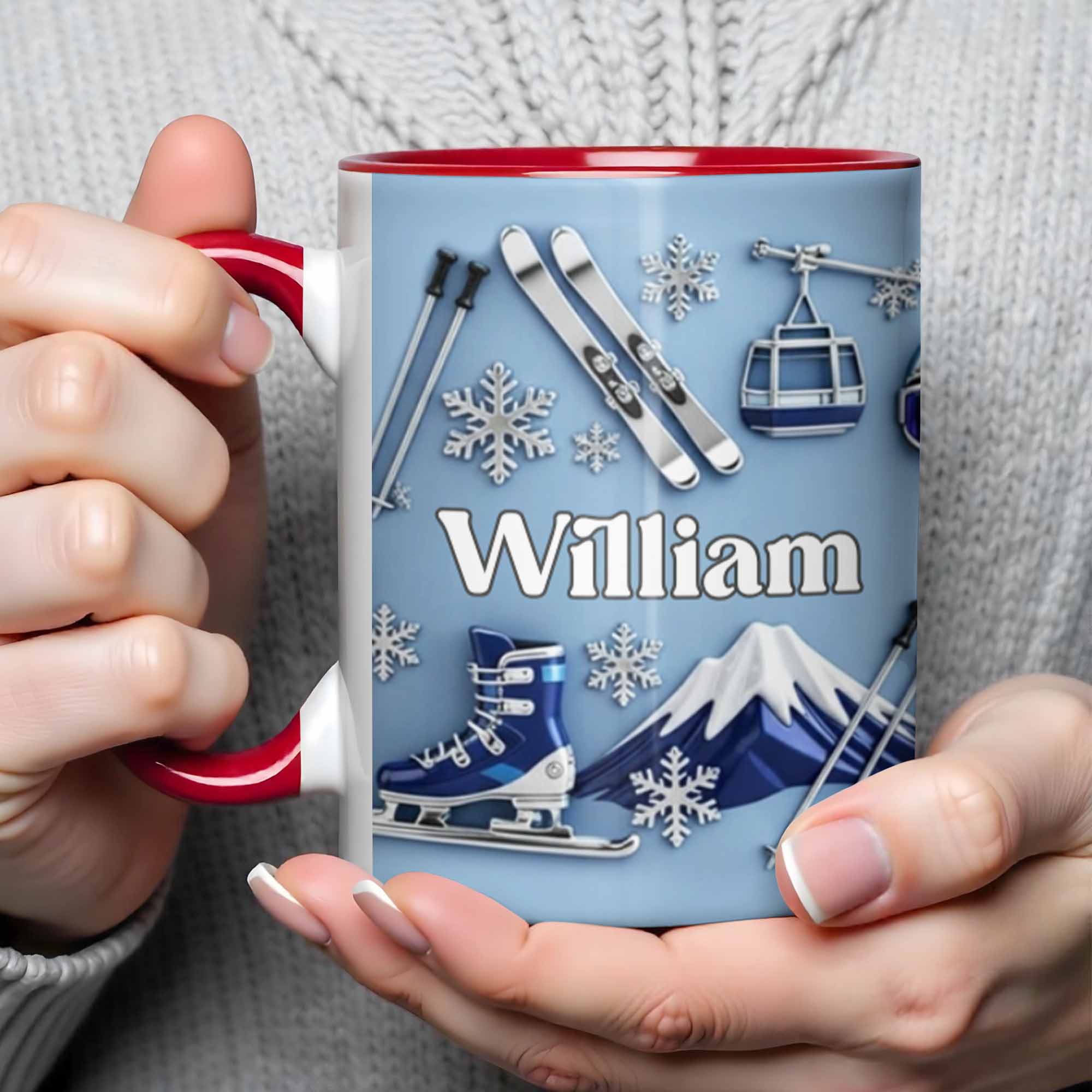 Personalized Winter Sports And Chilly Adventures Accent Mug Gifts For Sports Lovers - Image 3
