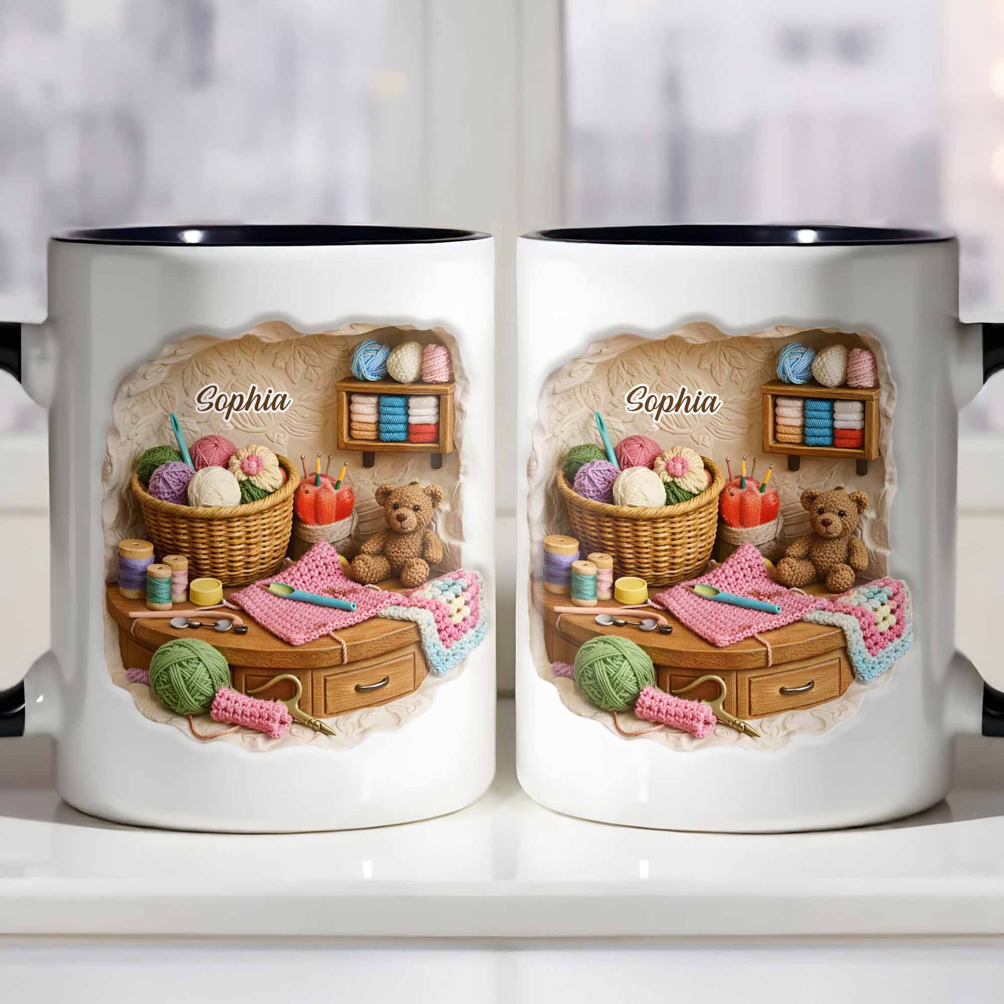Personalized Yarn And Sewing Items Accent Mug Gift Ideas For Sewing Lovers