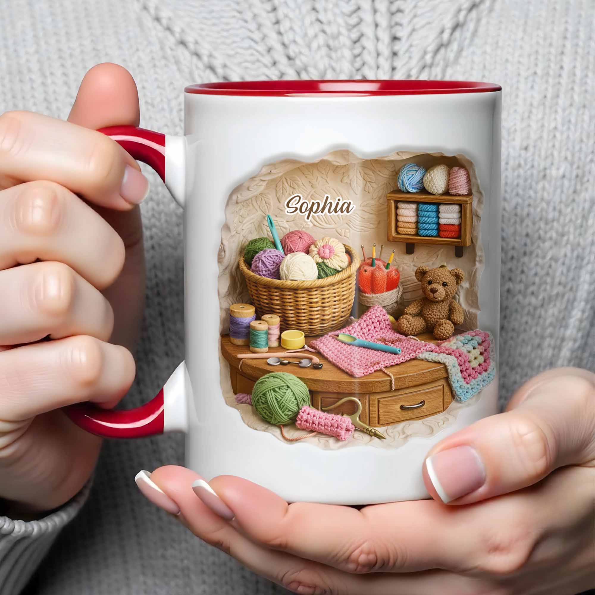 Personalized Yarn And Sewing Items Accent Mug Gift Ideas For Sewing Lovers - Image 4