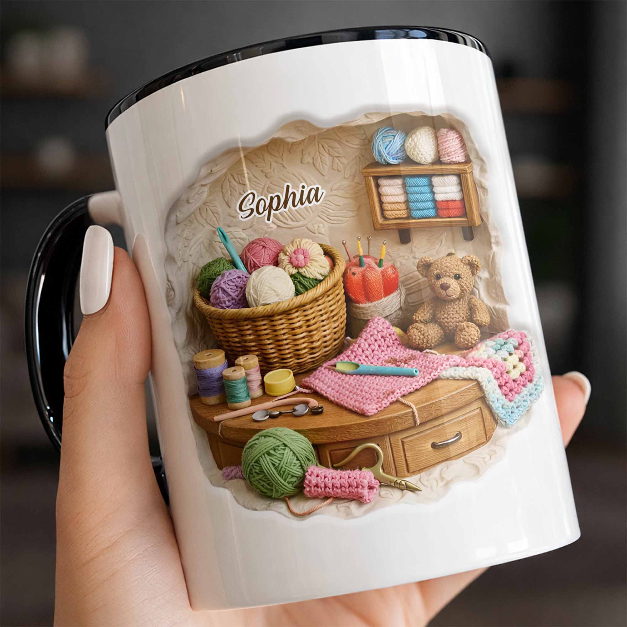 Personalized Yarn And Sewing Items Accent Mug Gift Ideas For Sewing Lovers - Image 5