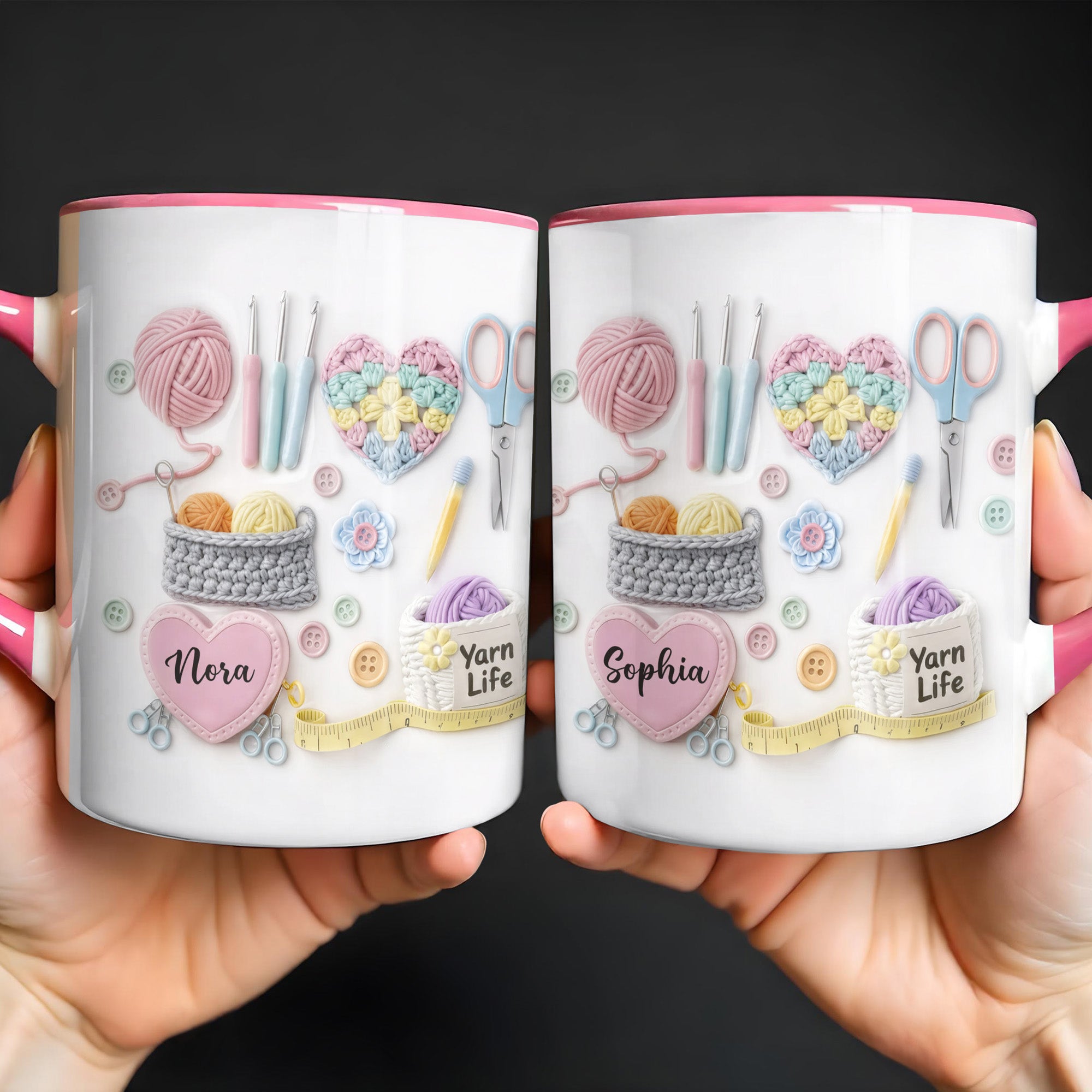 Personalized Yarn Life Accent Mug Crochet Essentials Coffee Cup Gifts For Yarn Lovers - Image 5