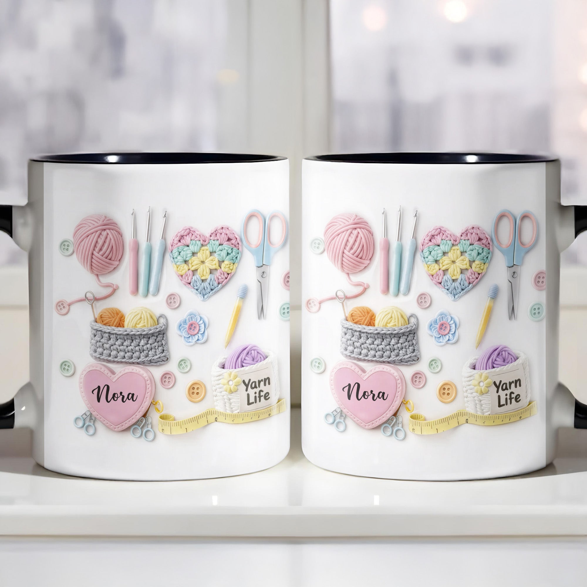Personalized Yarn Life Accent Mug Crochet Essentials Coffee Cup Gifts For Yarn Lovers