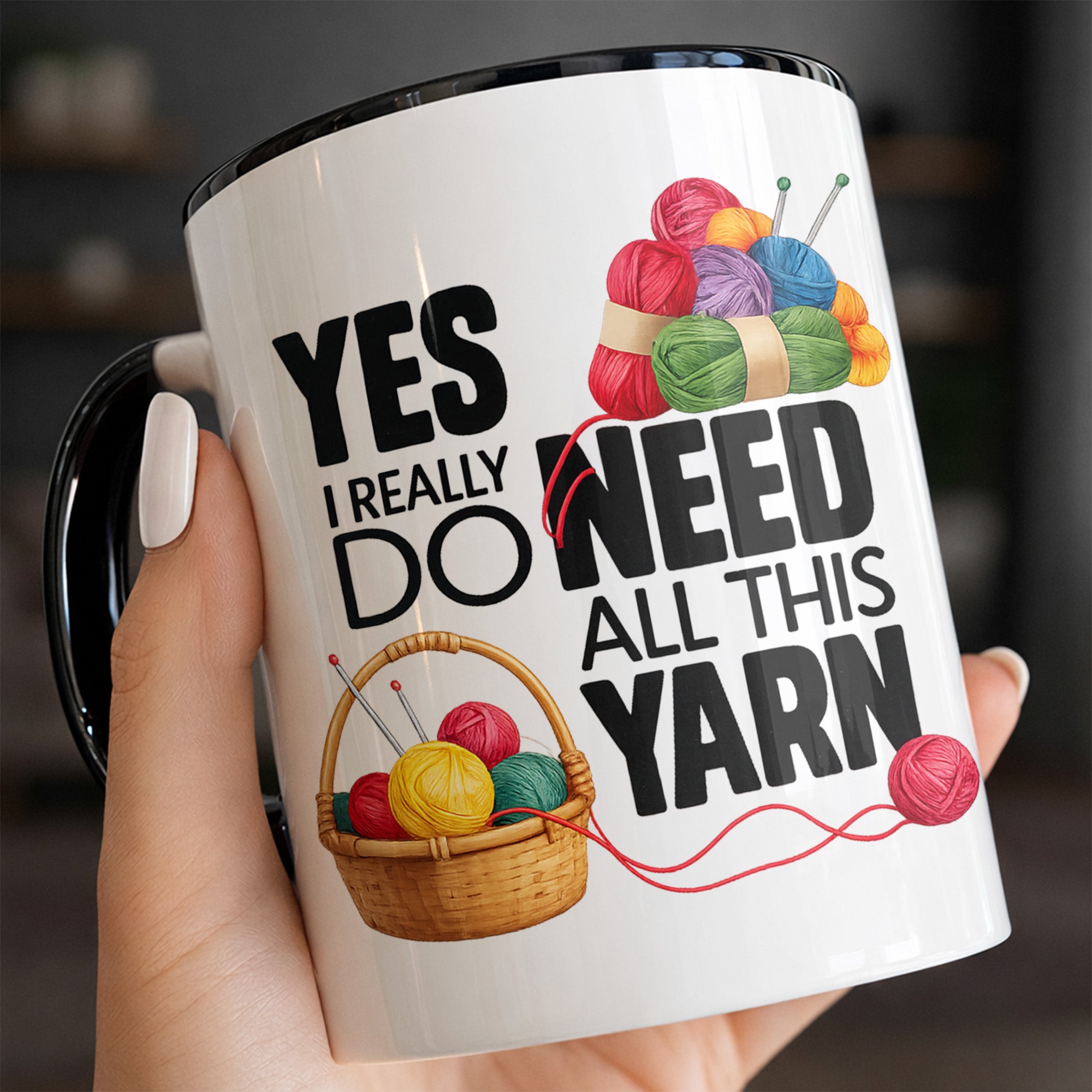 Personalized Yes I Really Do Need All This Yarn Accent Mug Gift Ideas For Crafters - Image 6
