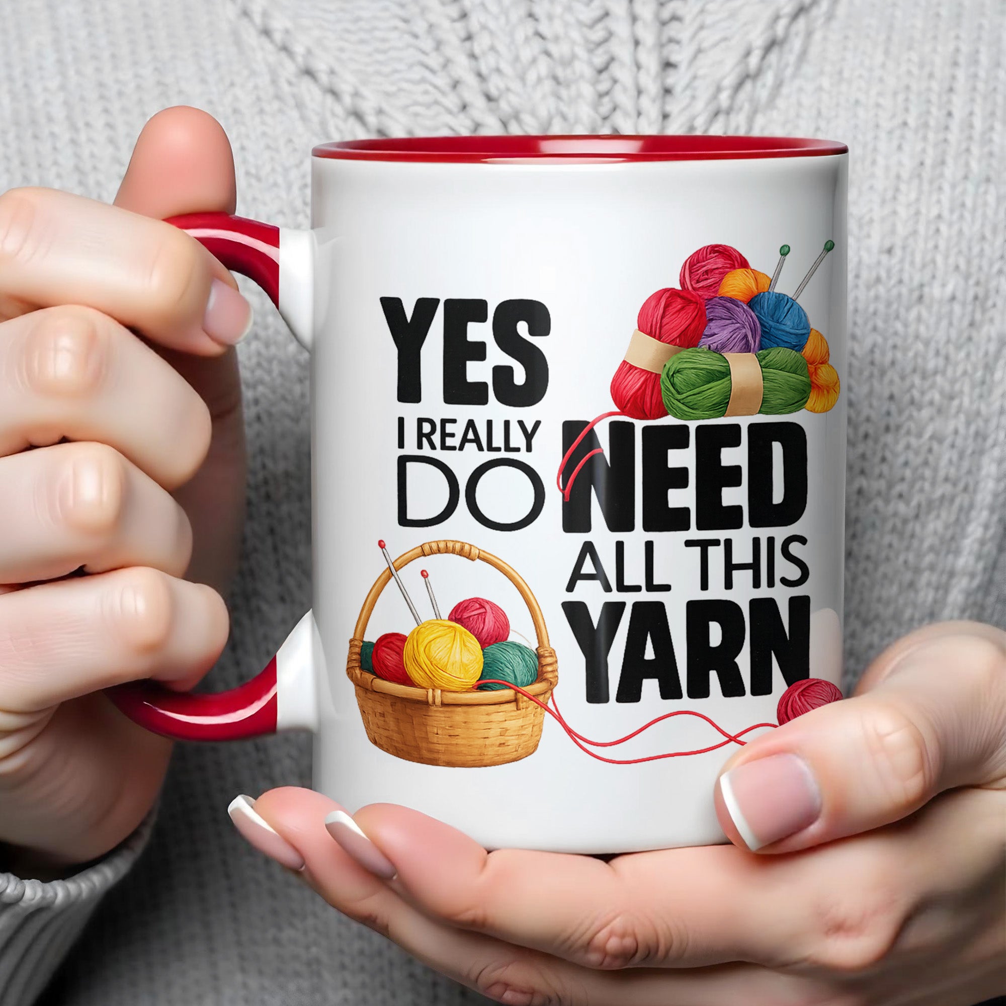Personalized Yes I Really Do Need All This Yarn Accent Mug Gift Ideas For Crafters - Image 3