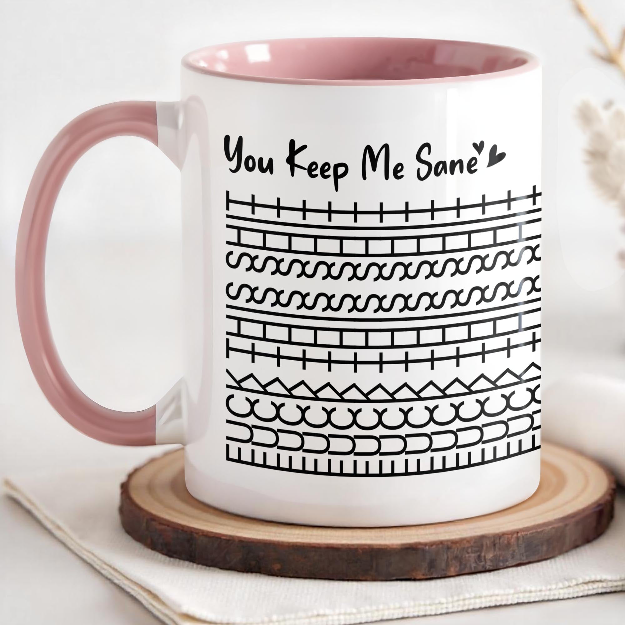 Personalized You Keep Me Sane With Simple Line Patterns Accent Mug Funny Gifts For Friends - Image 3