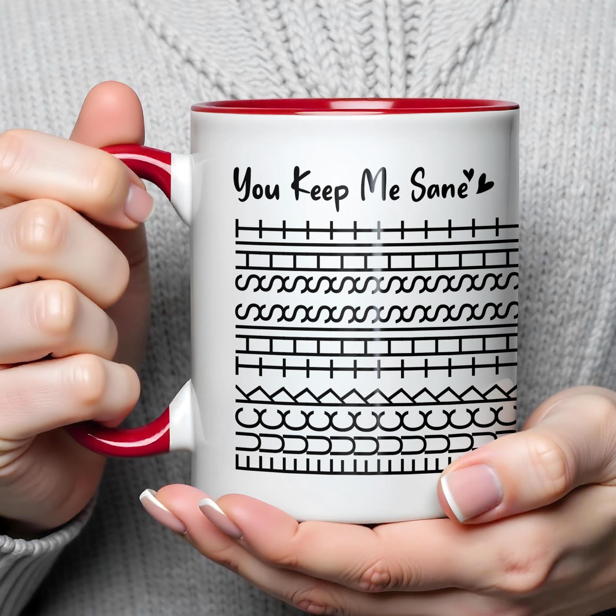 Personalized You Keep Me Sane With Simple Line Patterns Accent Mug Funny Gifts For Friends - Image 4